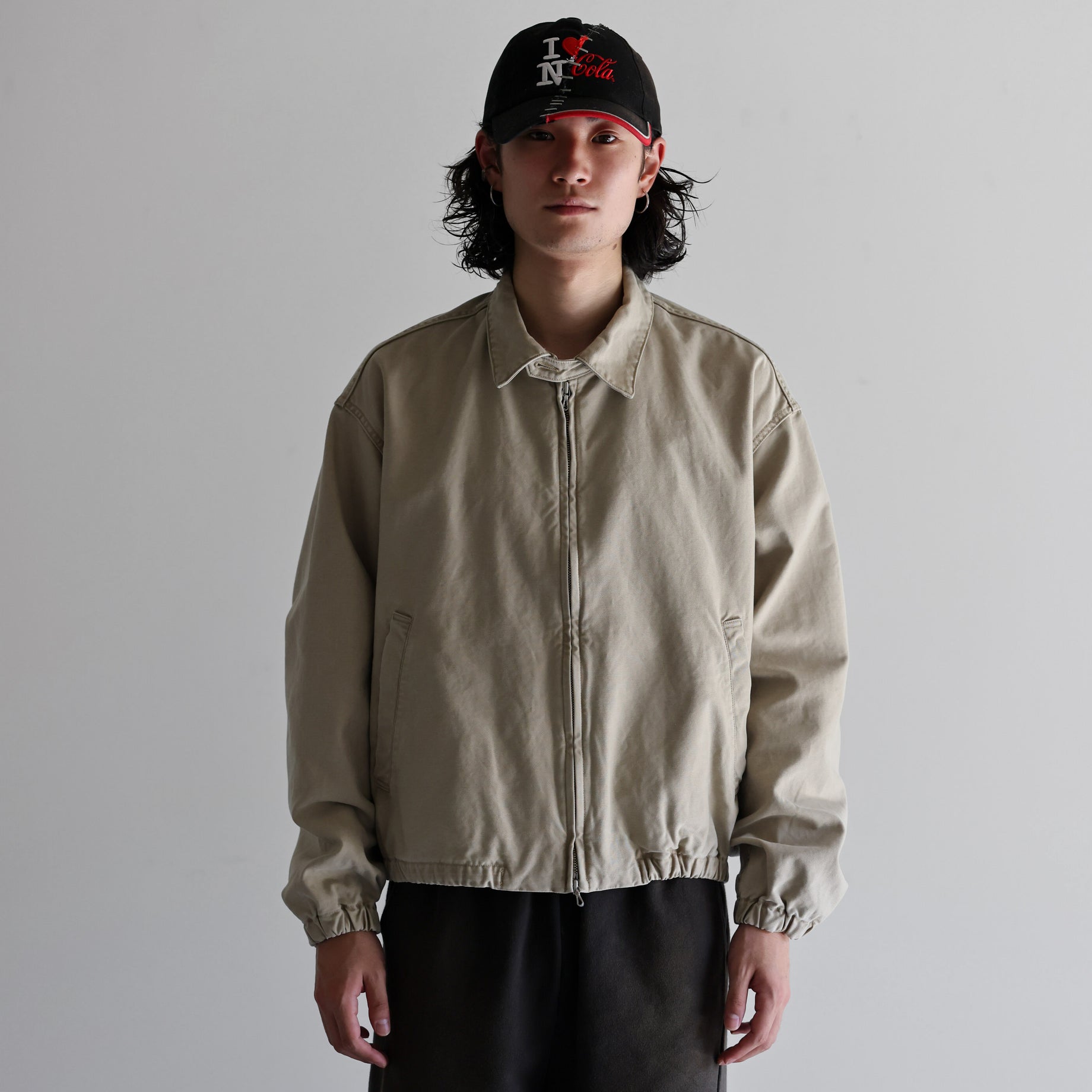 COTTON BACKSATIN - ZIP UP BLOUSON （F.BEIGE）
