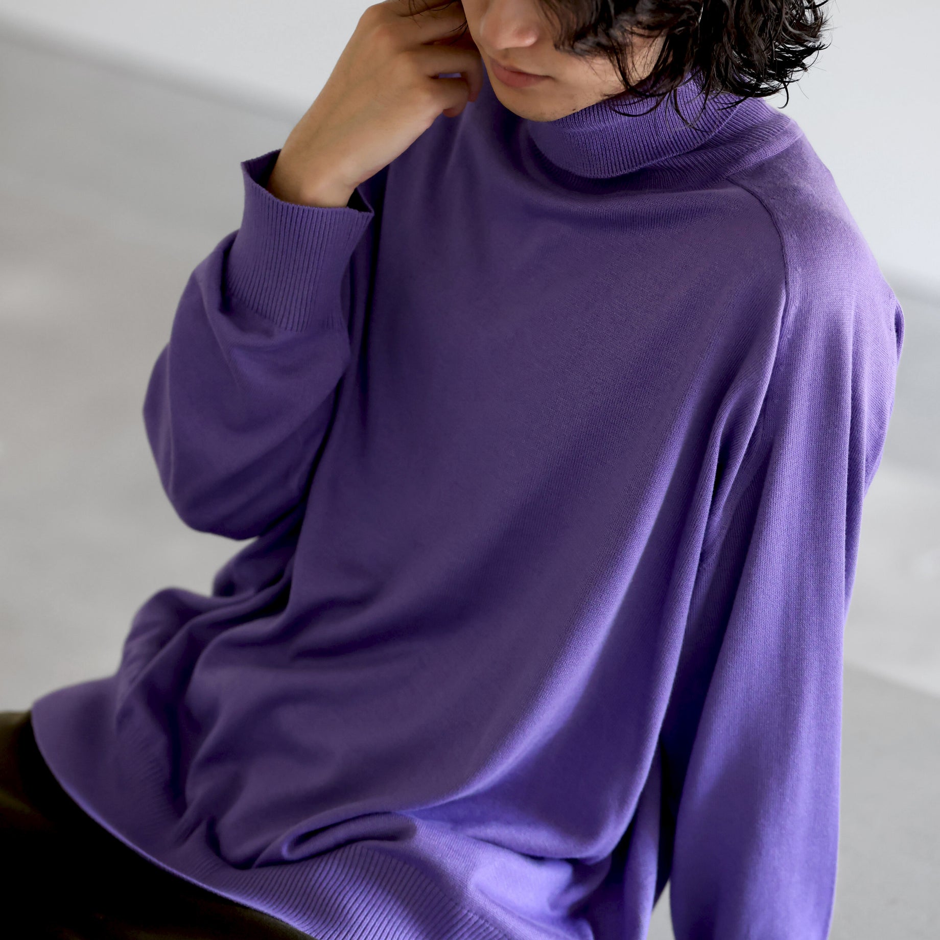 TURTLE NECK KNIT （L.PURPLE）