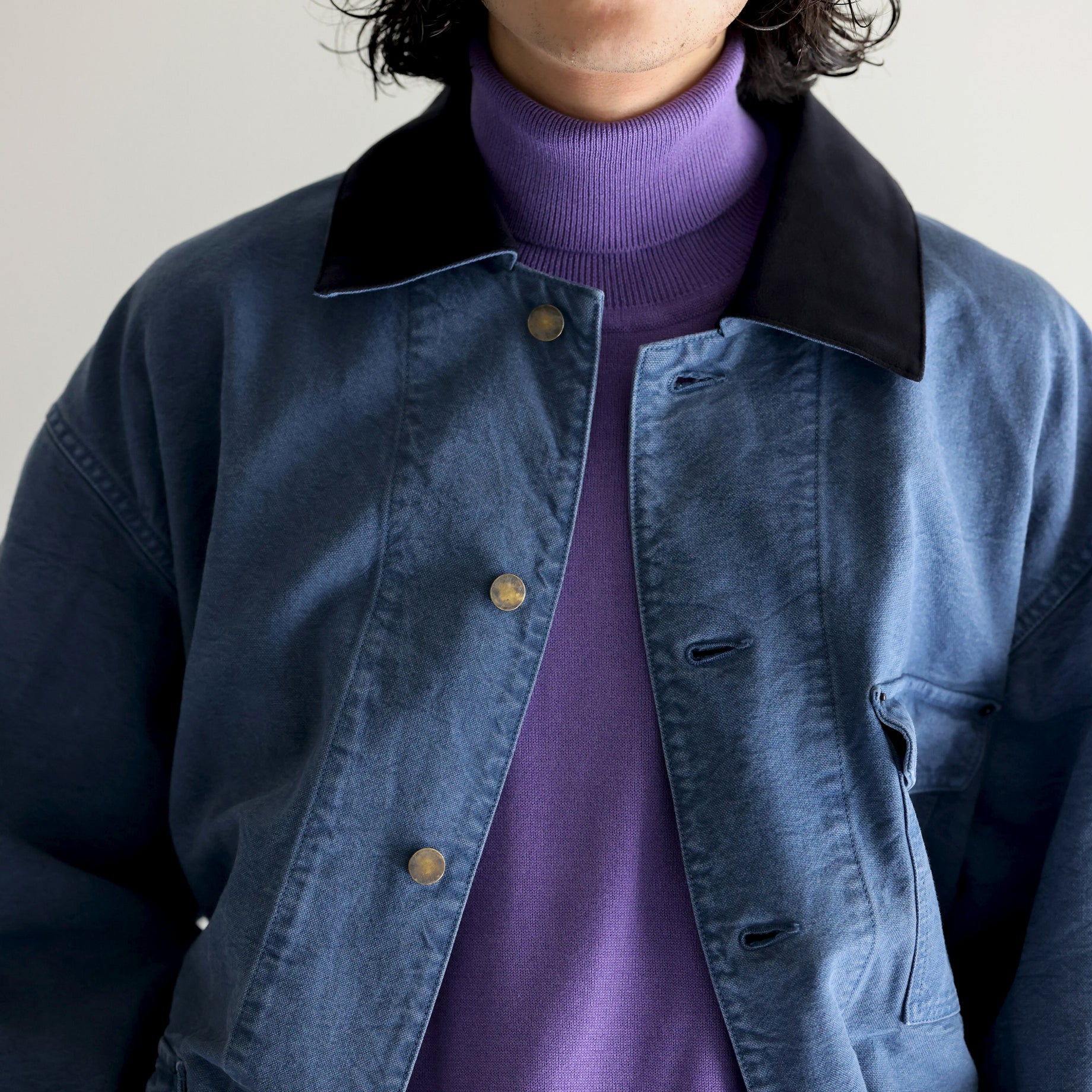 COTTON CANVAS - COVERALL JACKET （B.GRAY）