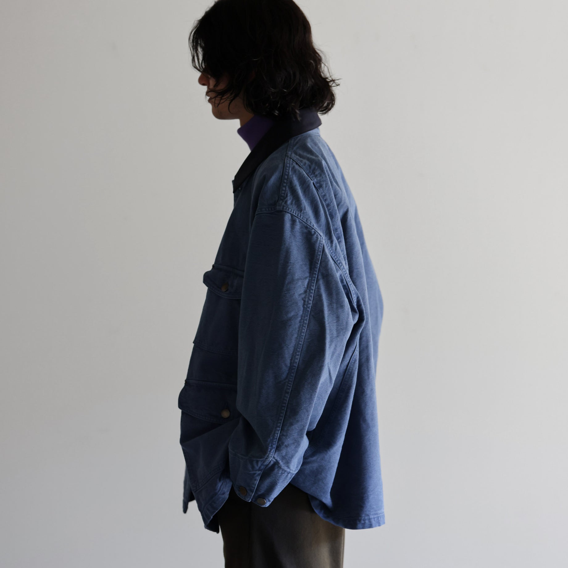 COTTON CANVAS - COVERALL JACKET （B.GRAY）