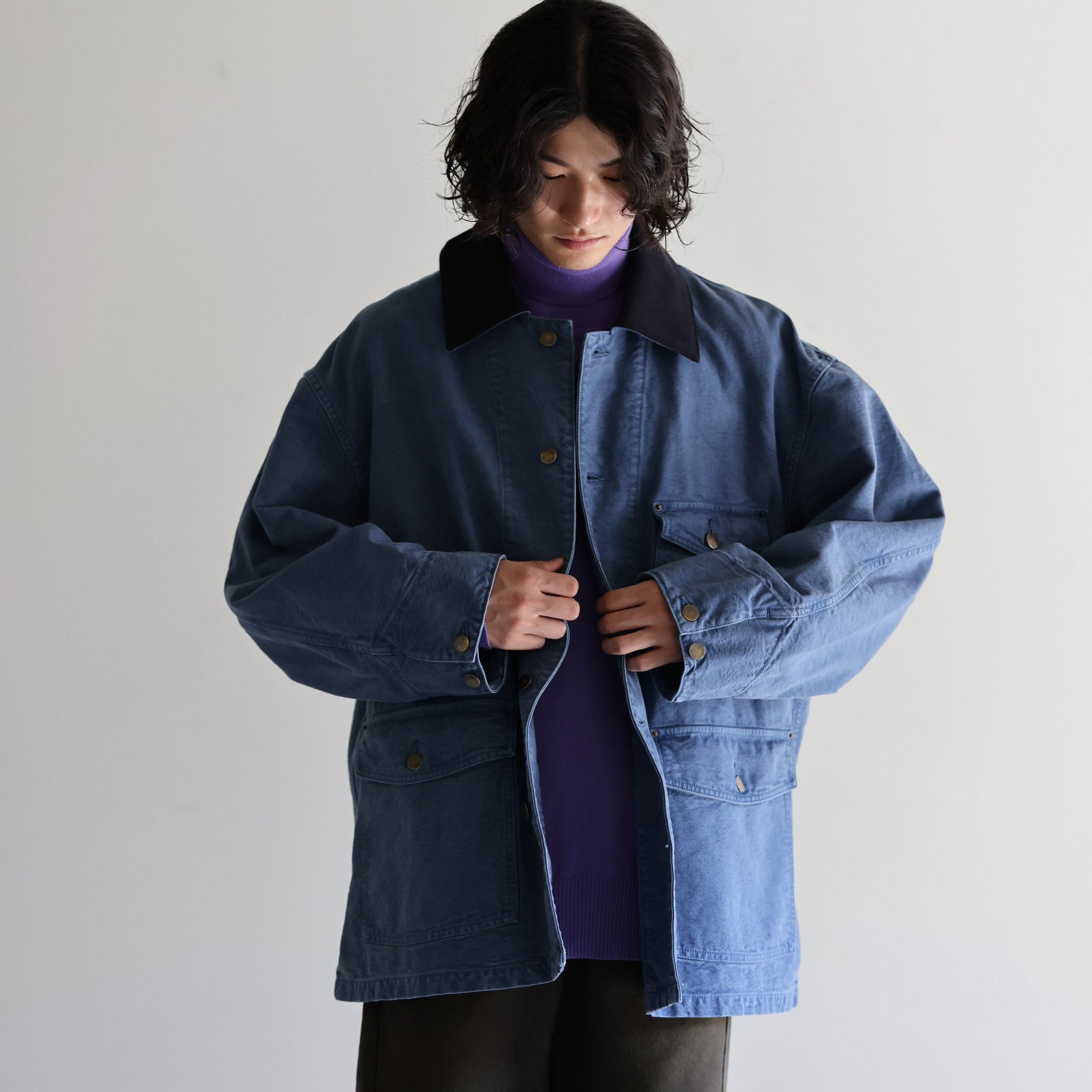 COTTON CANVAS - COVERALL JACKET （B.GRAY）