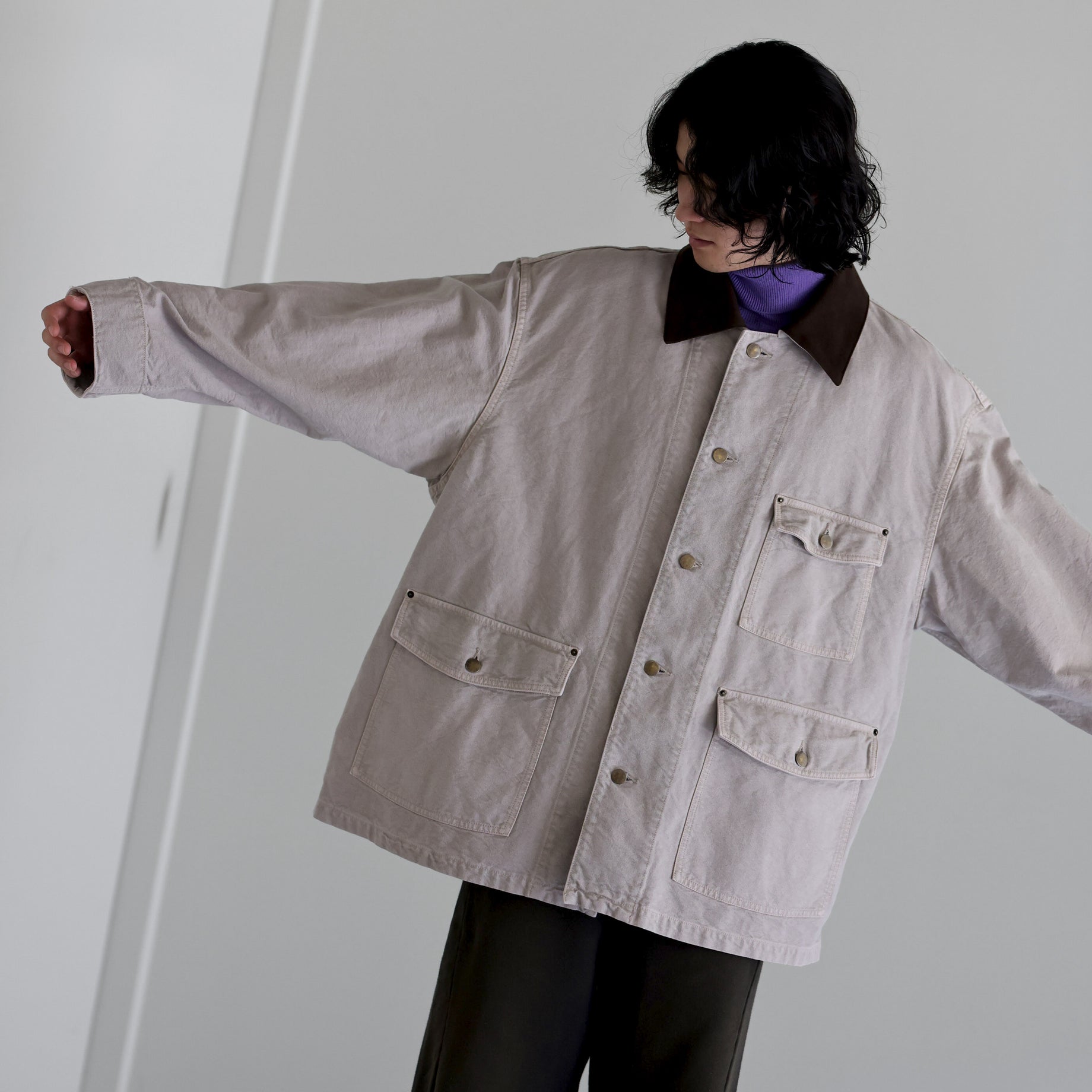 COTTON CANVAS - COVERALL JACKET （M.BEIGE）