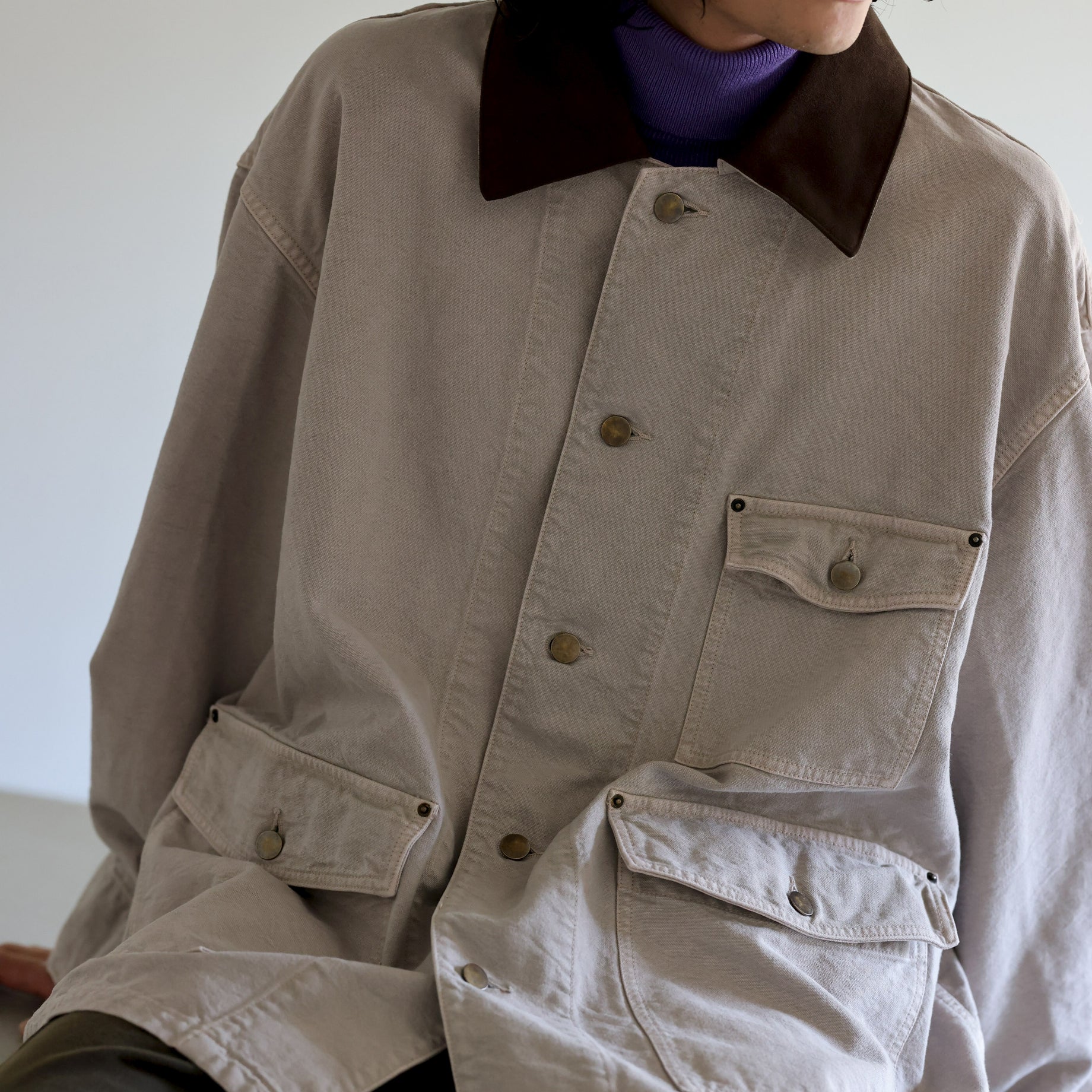 COTTON CANVAS - COVERALL JACKET （M.BEIGE）