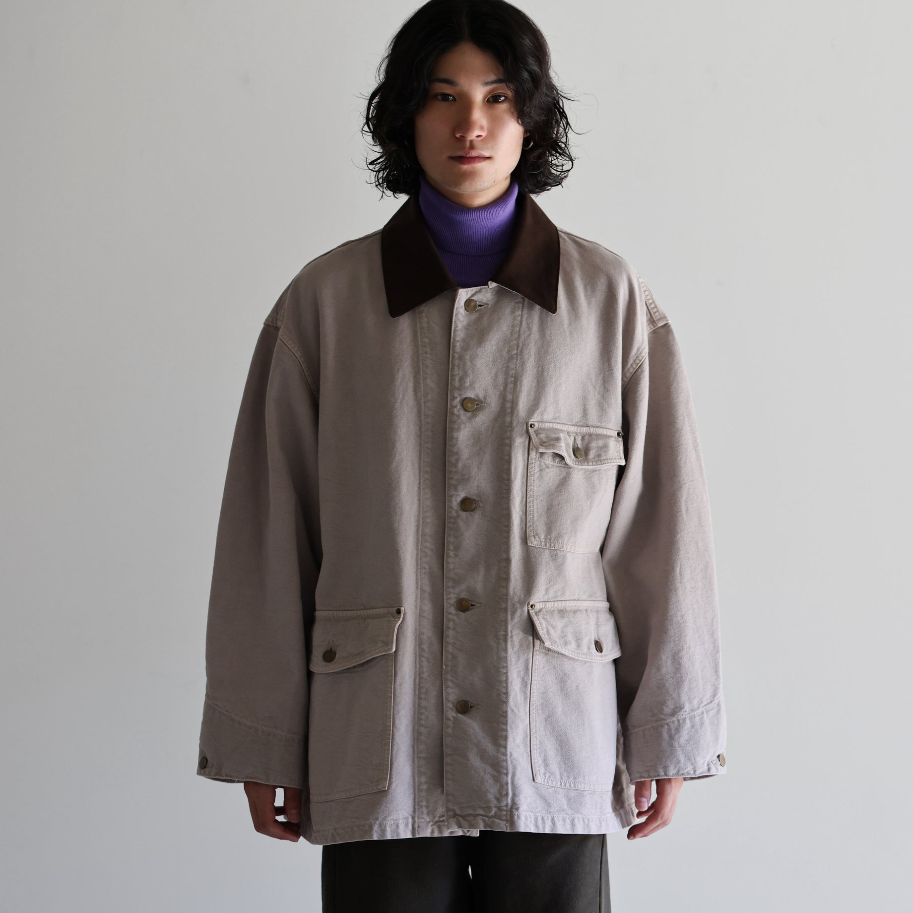 COTTON CANVAS - COVERALL JACKET （M.BEIGE）