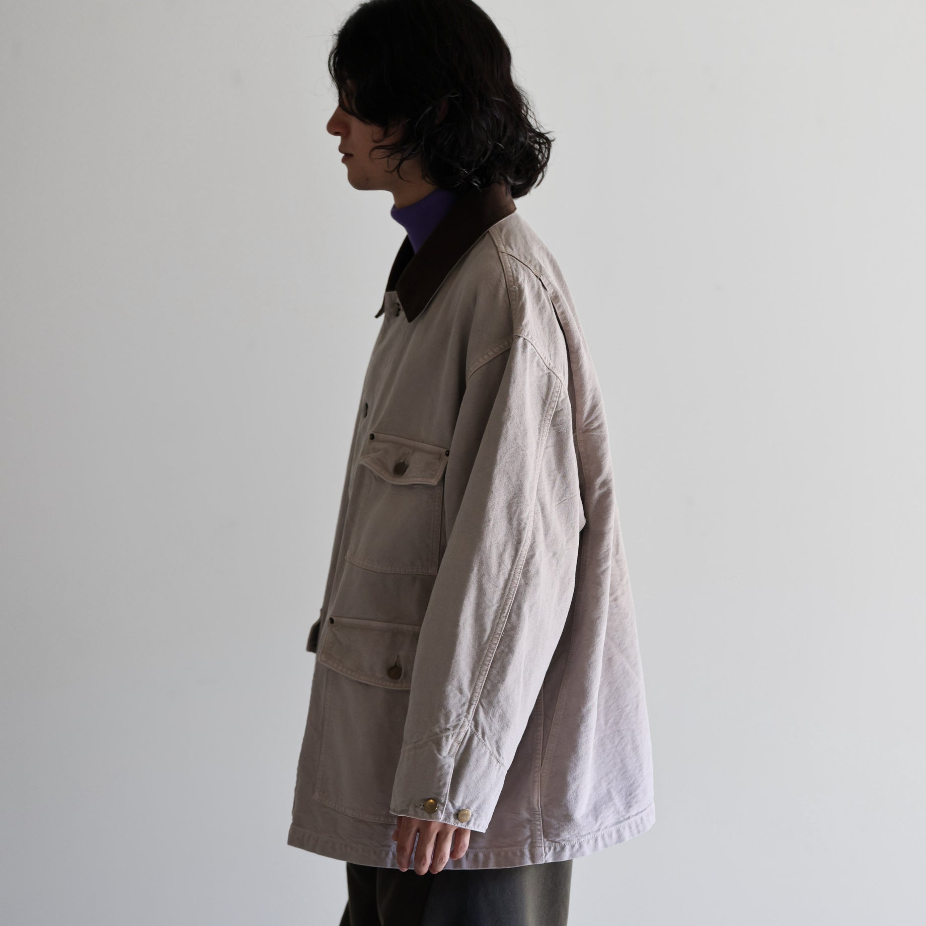 COTTON CANVAS - COVERALL JACKET （M.BEIGE）