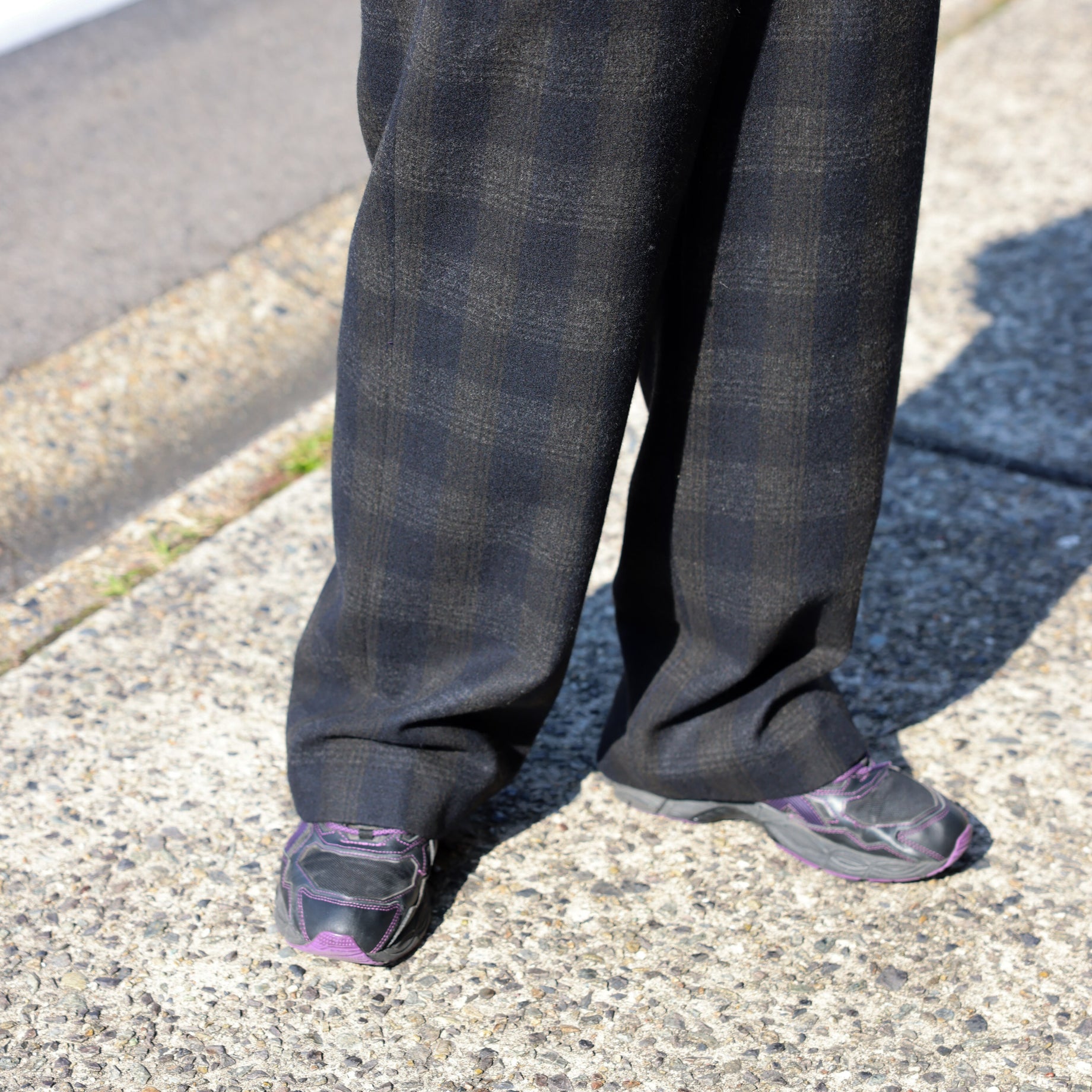 WOOL GLENCHECK - WIDE PANTS （D.NAVY）