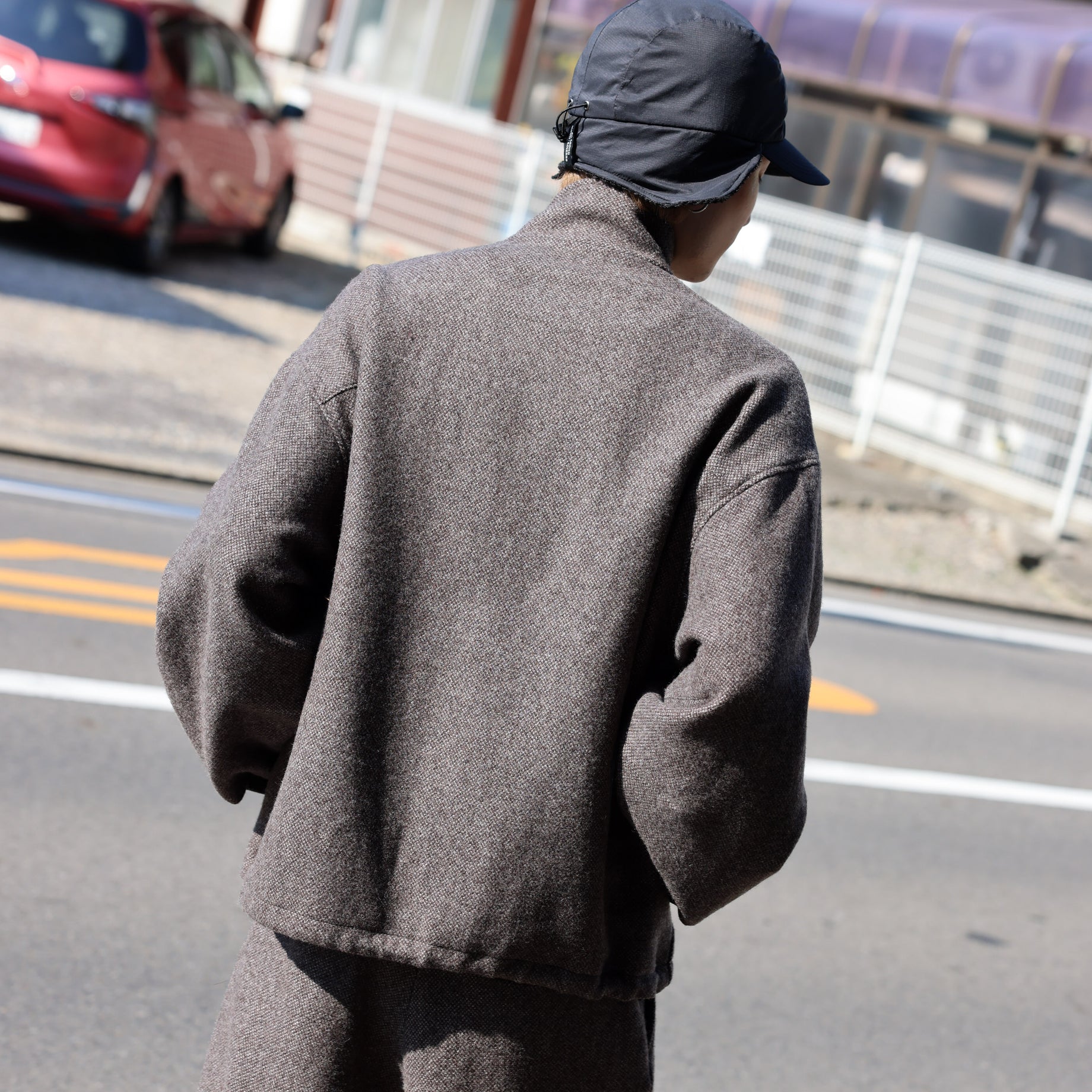 WOOL LIGHT TWEED - ZIP UP BLOUSON （BROWN）