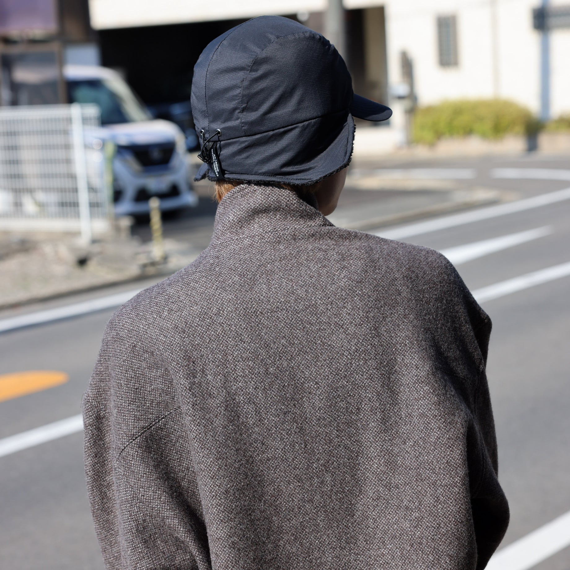 WOOL LIGHT TWEED - ZIP UP BLOUSON （BROWN）