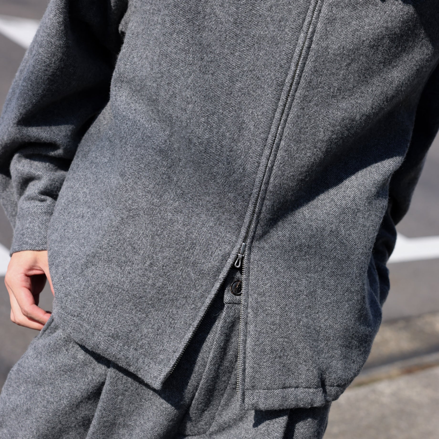 WOOL LIGHT TWEED - ZIP UP BLOUSON （M.GRAY）