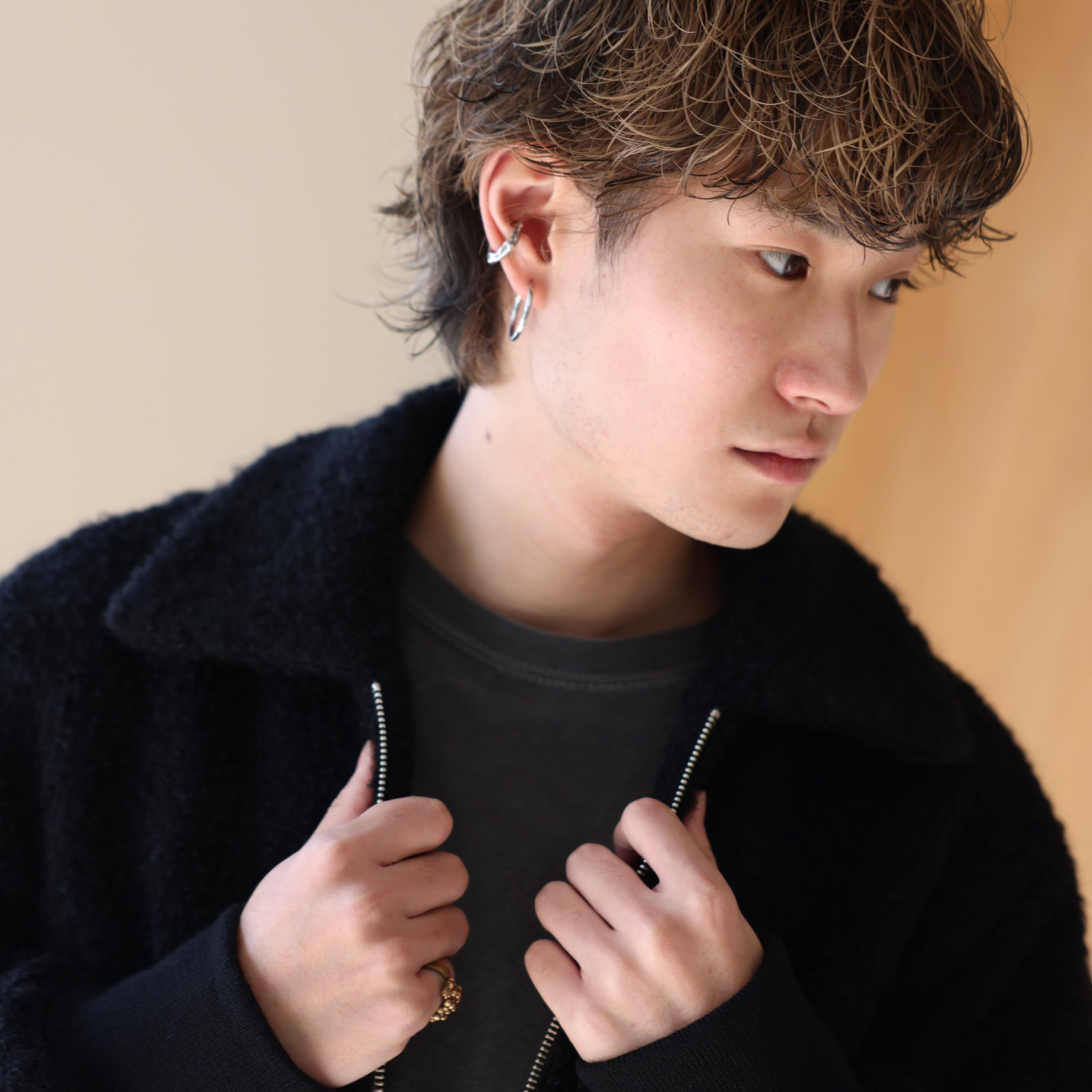 WOOL BOA - ZIP UP BLOUSON （BLACK）