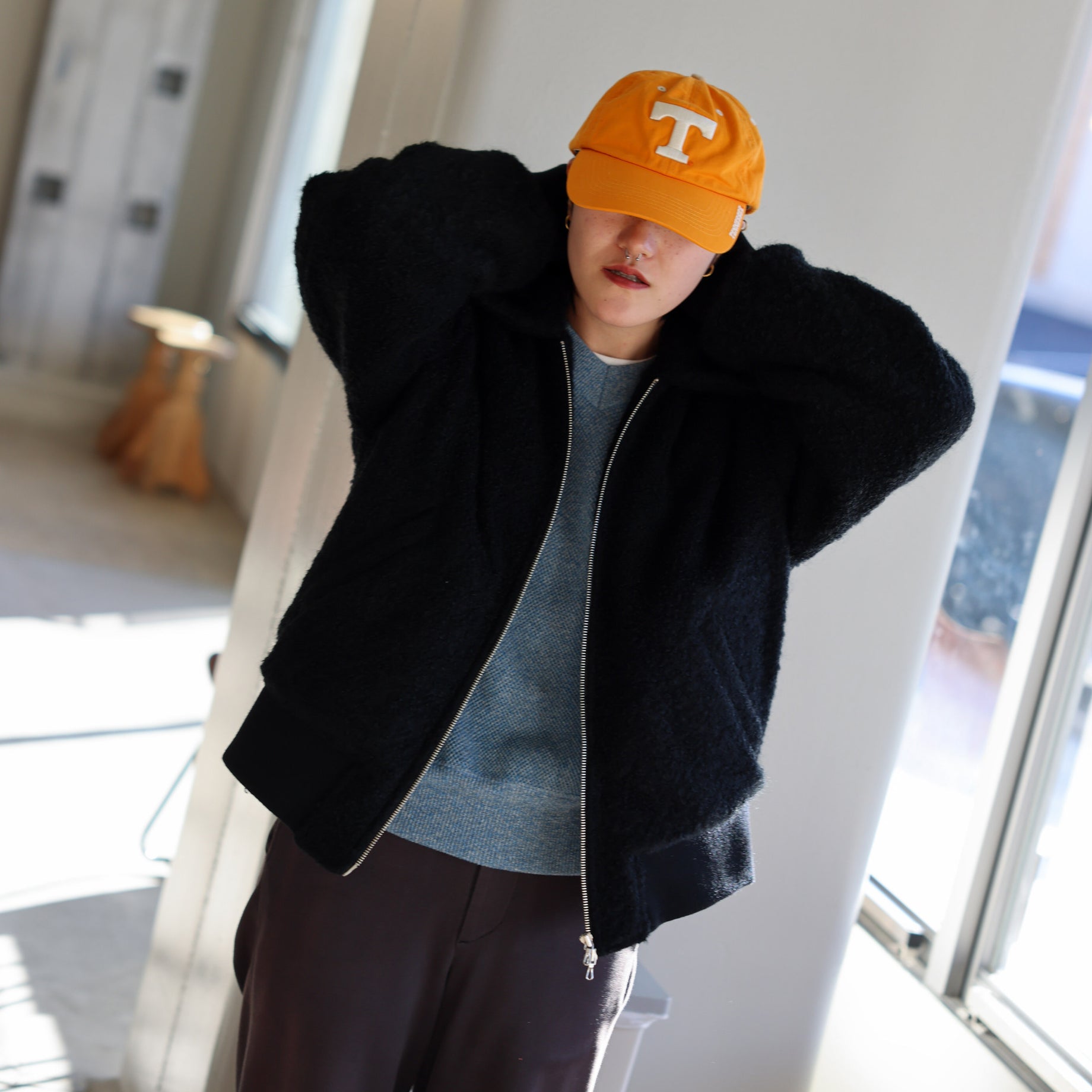 WOOL BOA - ZIP UP BLOUSON （BLACK）