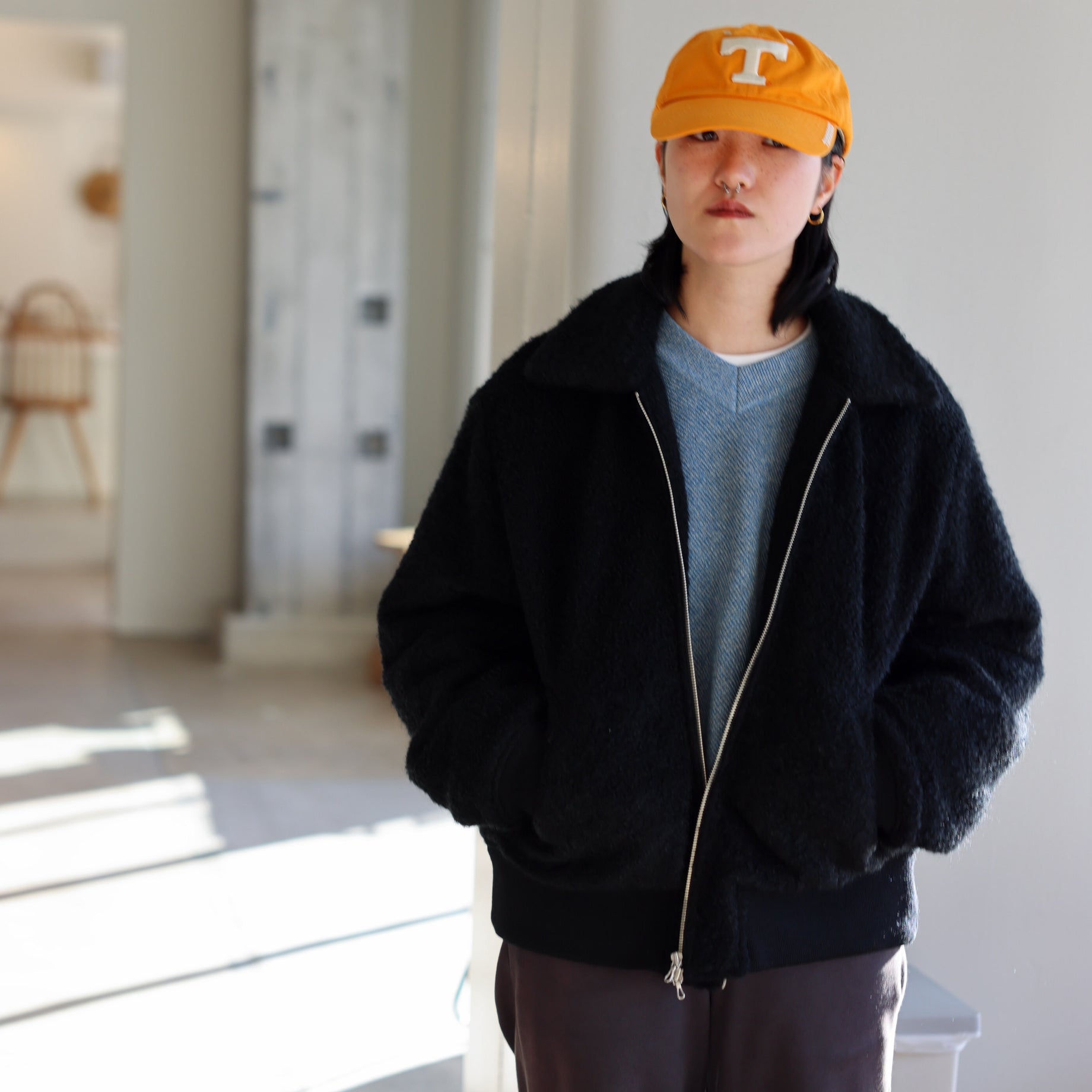 WOOL BOA - ZIP UP BLOUSON （BLACK）