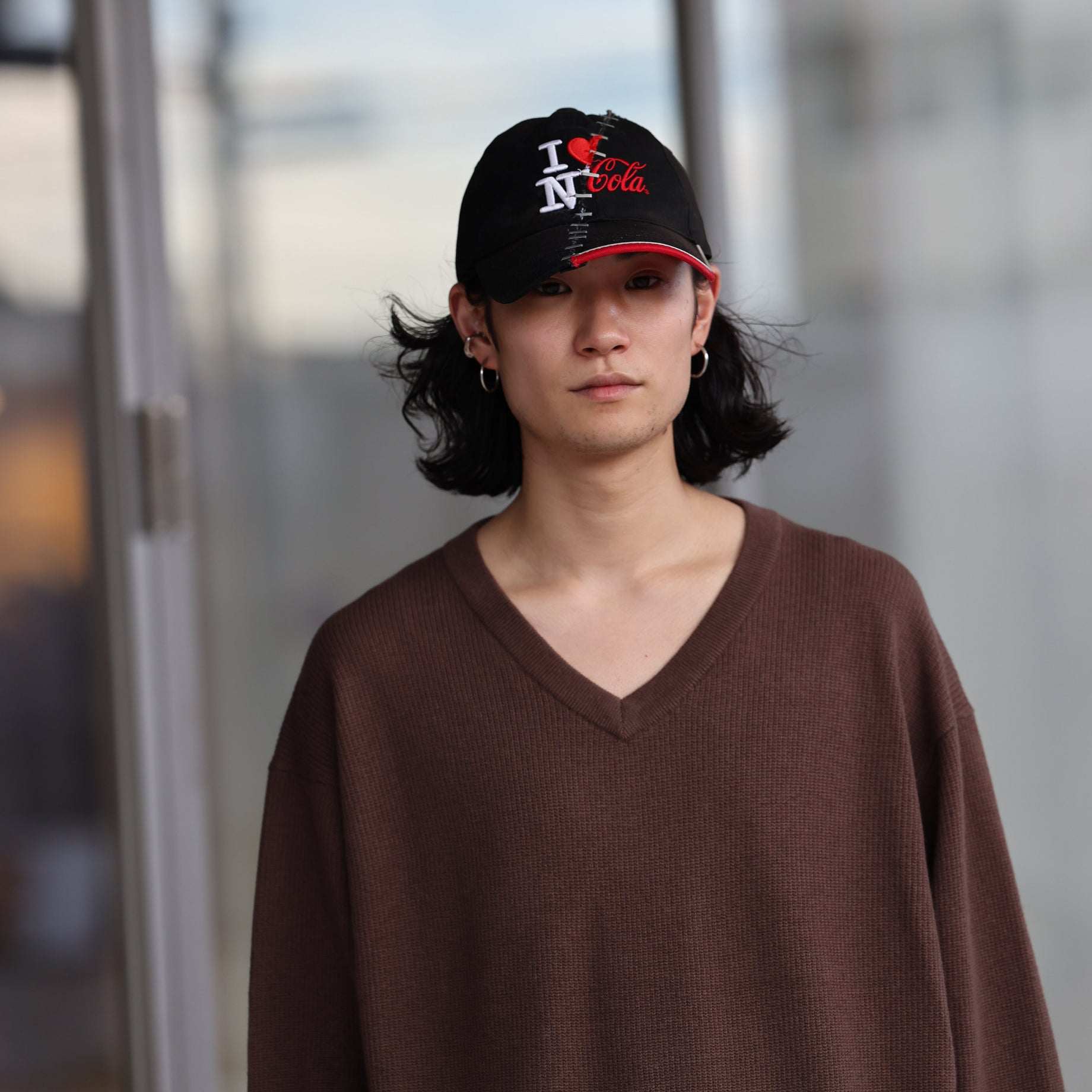 V NECK P/O （BROWN）