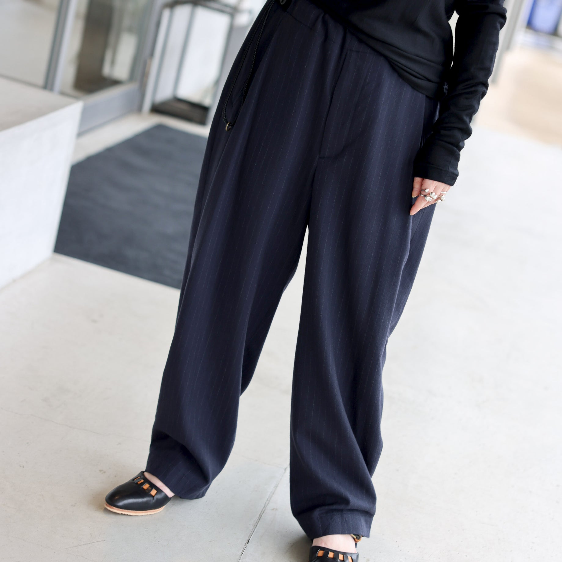 FLANNEL STRIPE NO-BRAINER PANTS（NAVY STRIPE）