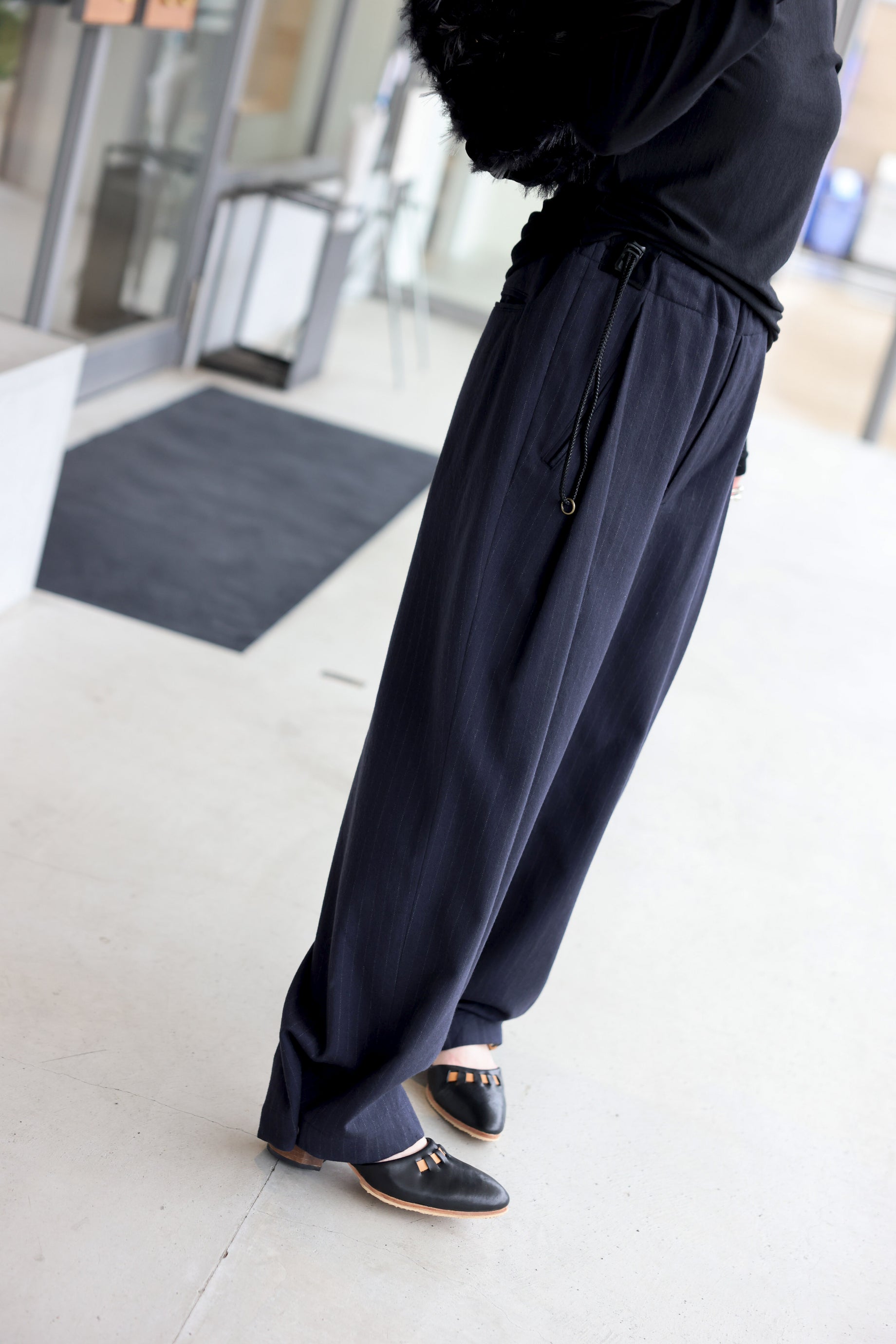 FLANNEL STRIPE NO-BRAINER PANTS（NAVY STRIPE）