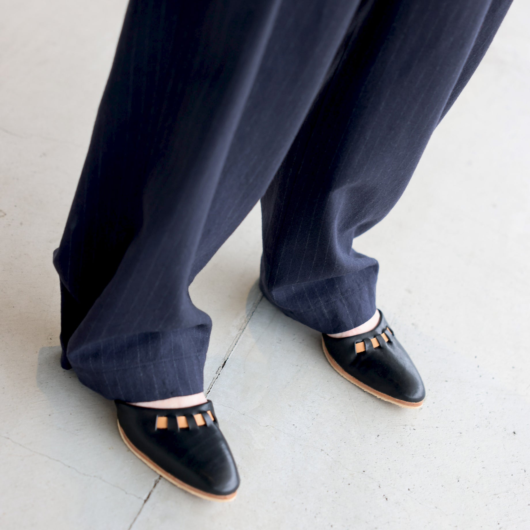 FLANNEL STRIPE NO-BRAINER PANTS（NAVY STRIPE）