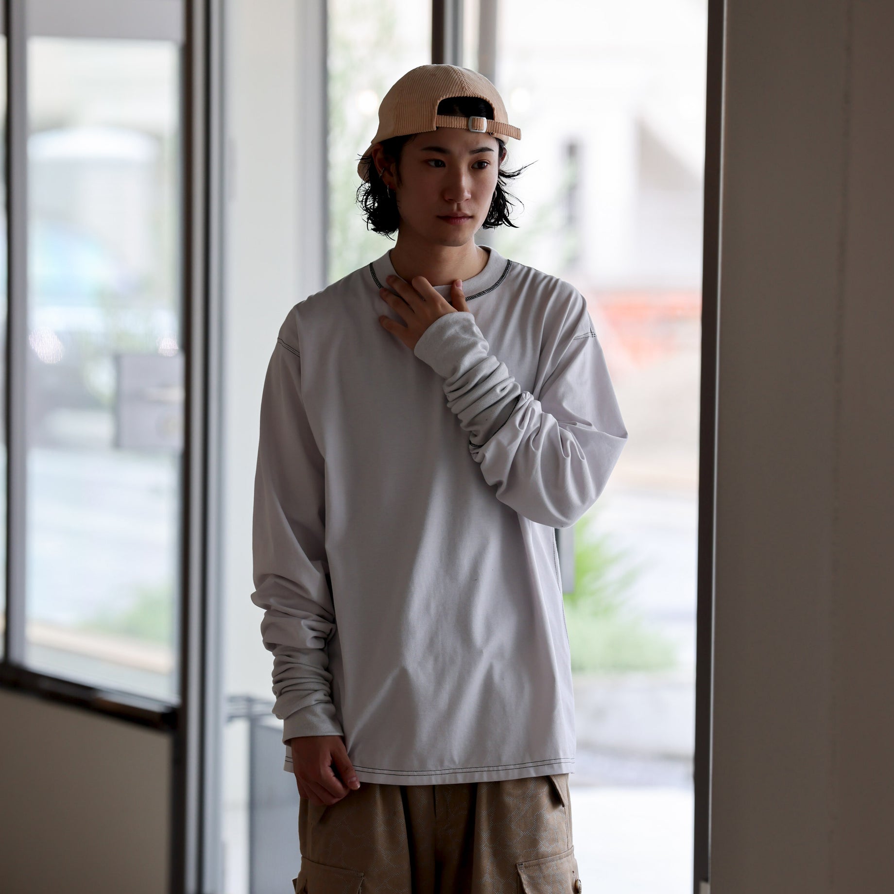 SUPER LONG RIB TEE （WHITE）
