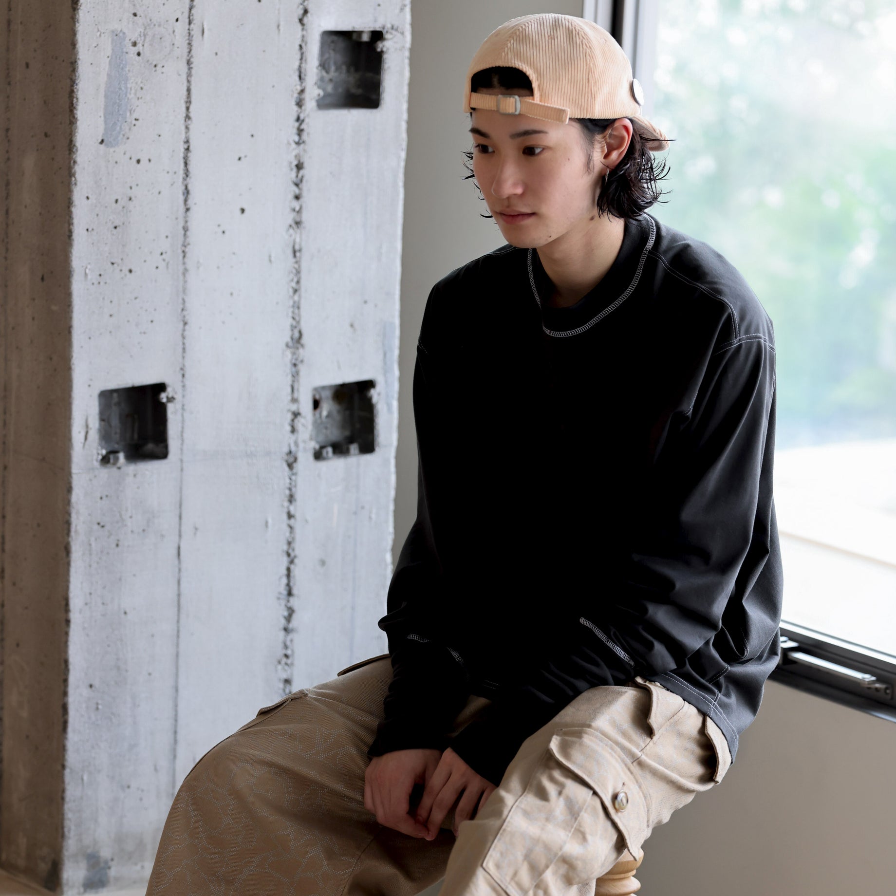 SUPER LONG RIB TEE （BLACK）