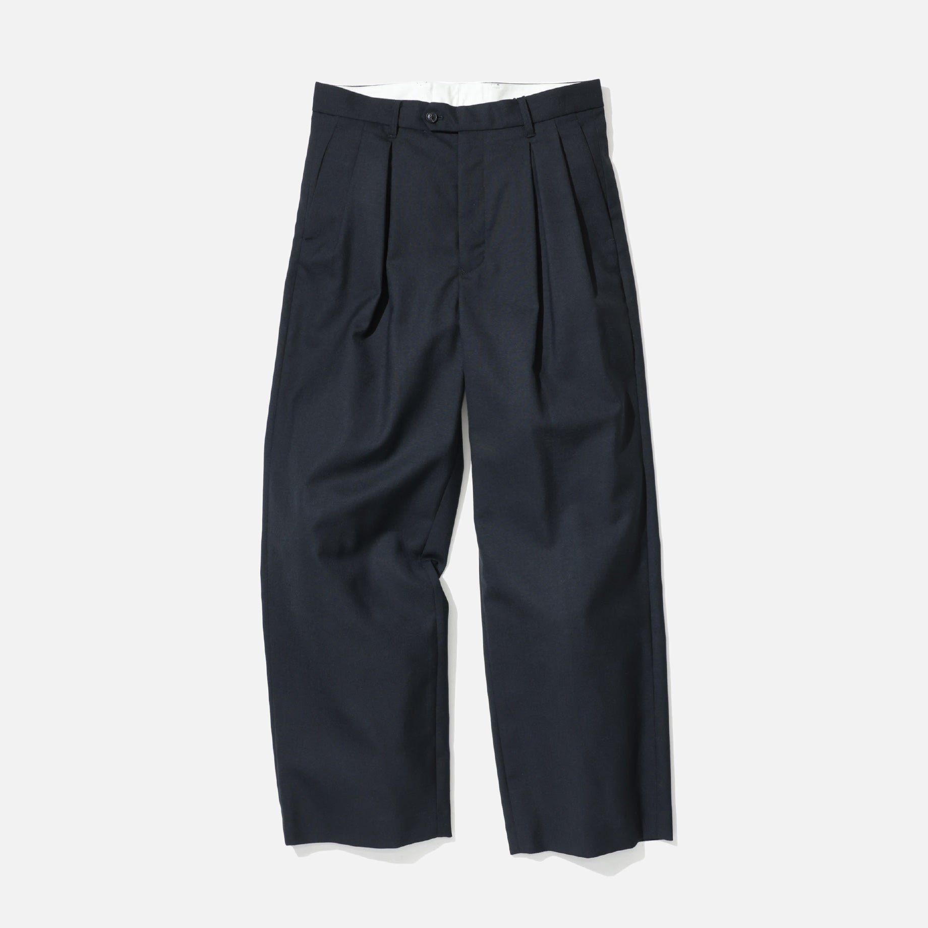 WOOL MAD CLOTH - 2 TUCK PANTS （BLACK）