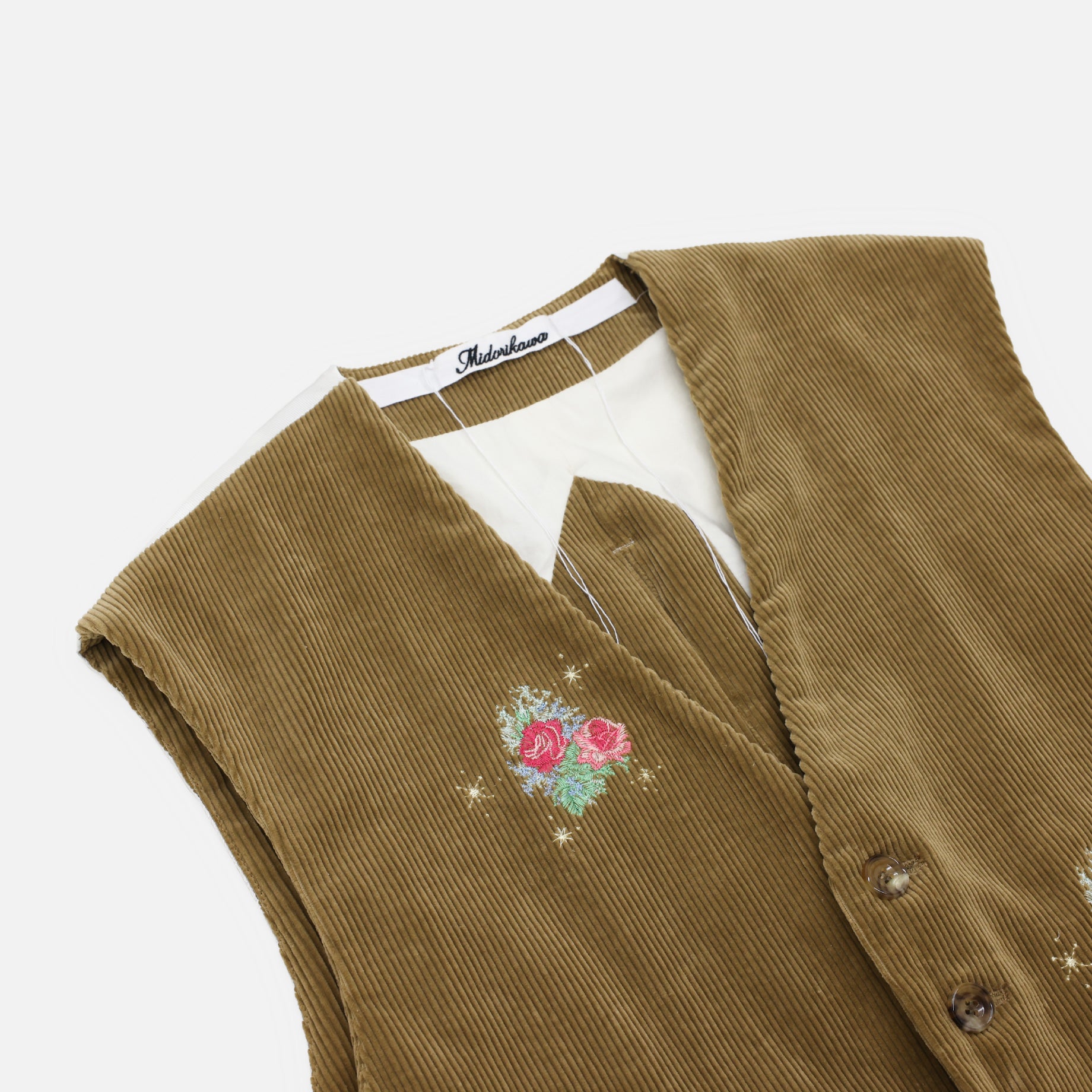 CORDUROY EMBROIDERY VEST（CAMEL） – UNEVEN HUB STORE｜想像を超える