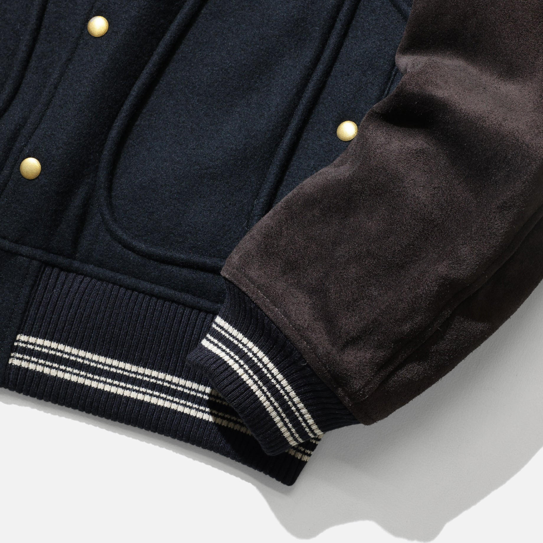 LEATHER STUDIUM JACKET （BLACK × BROWN）