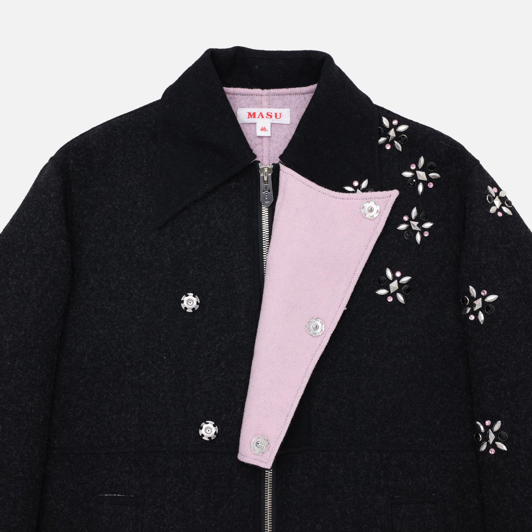 44】RAINDROP STUDS COAT - BLACK