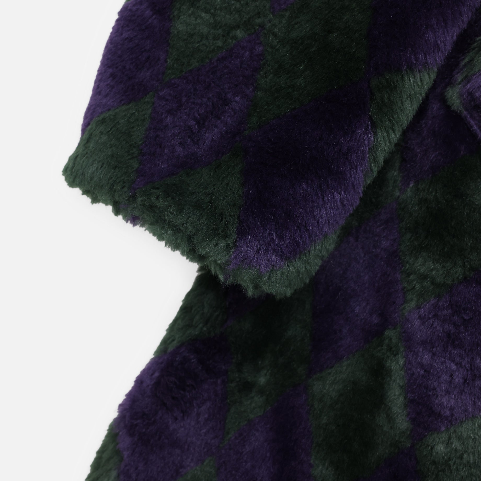 PEA COAT - ACRYLIC FUR / ARGYLE（GREEN × PURPLE）