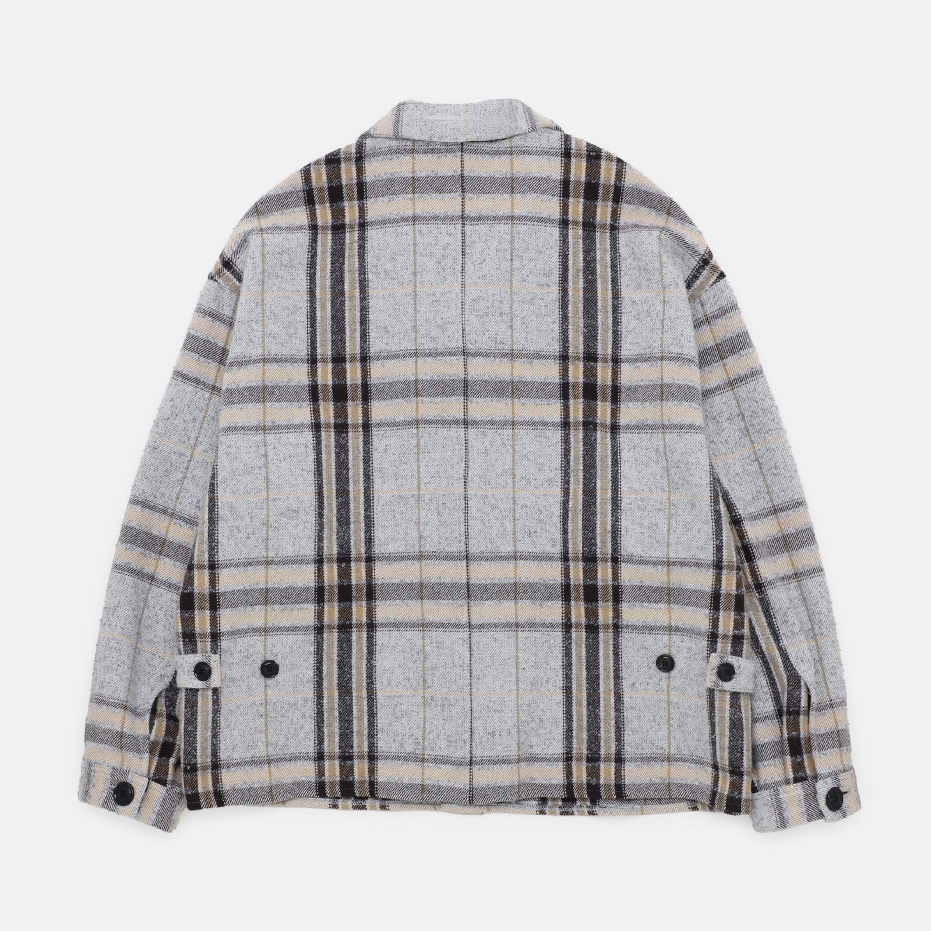 WOOL ALPACA CHECK - COVERALL JACKET（GRAY）