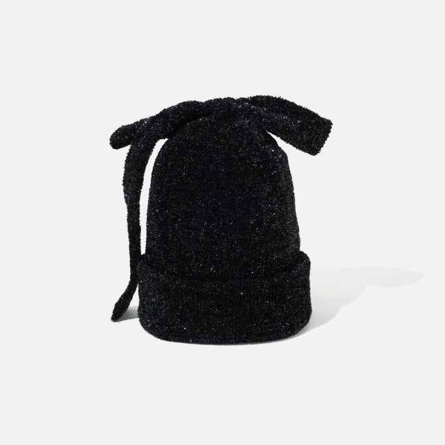 WATCH CAP WITH BOW （BLACK）
