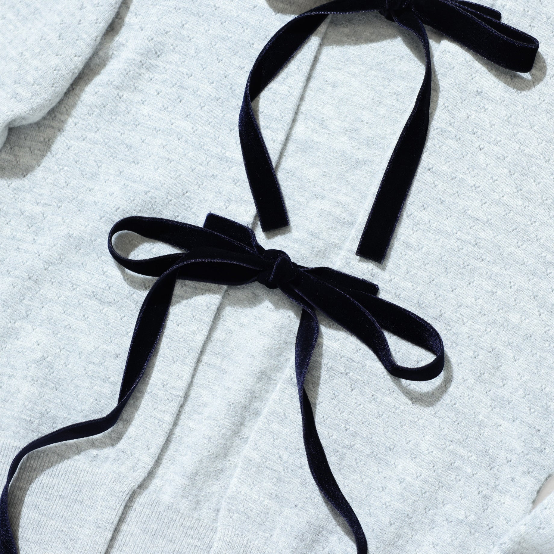 RIBBON CARDIGAN - BOILED KNIT（GREY）