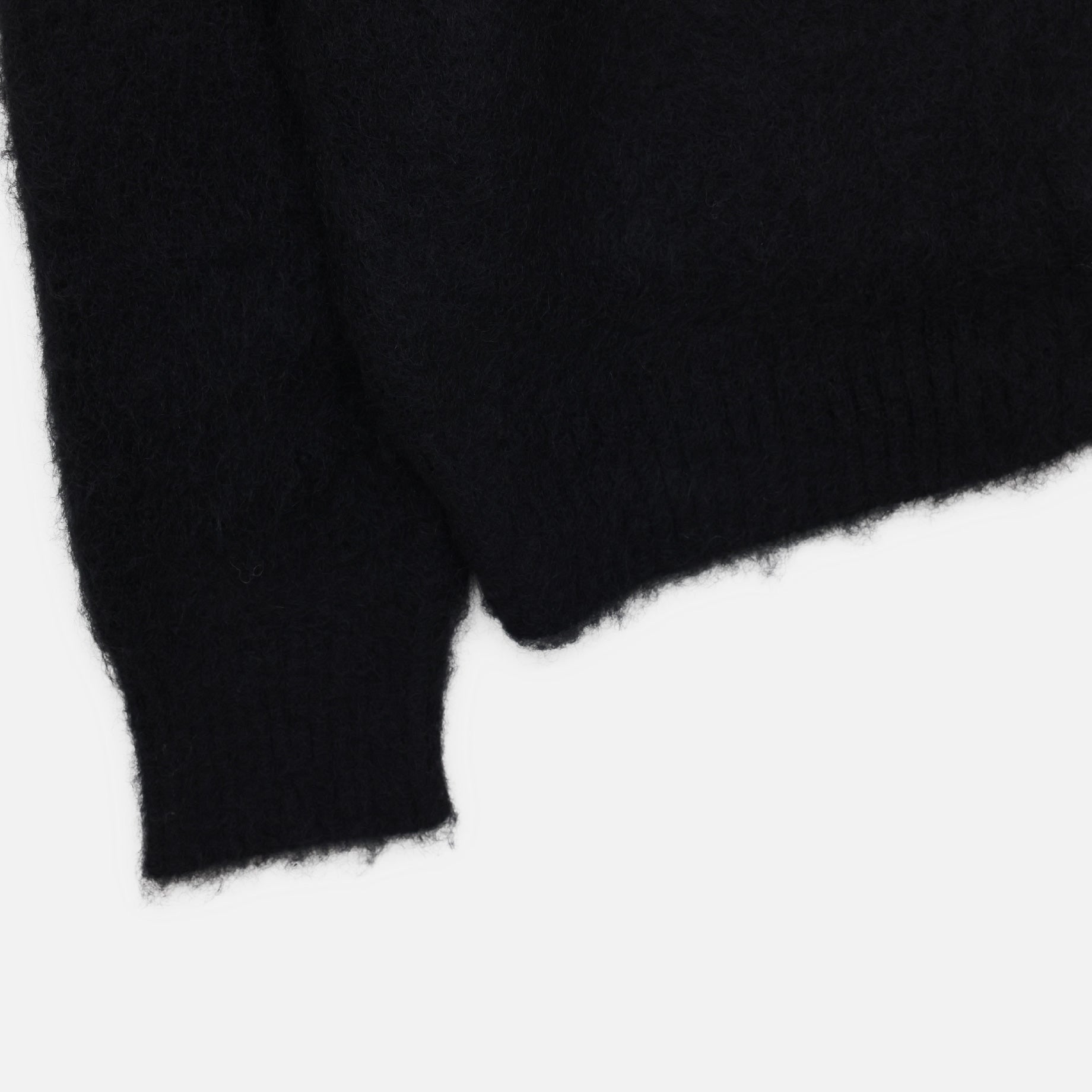 ZIPPED MOHAIR CARDIGAN - SOLID（BLACK）