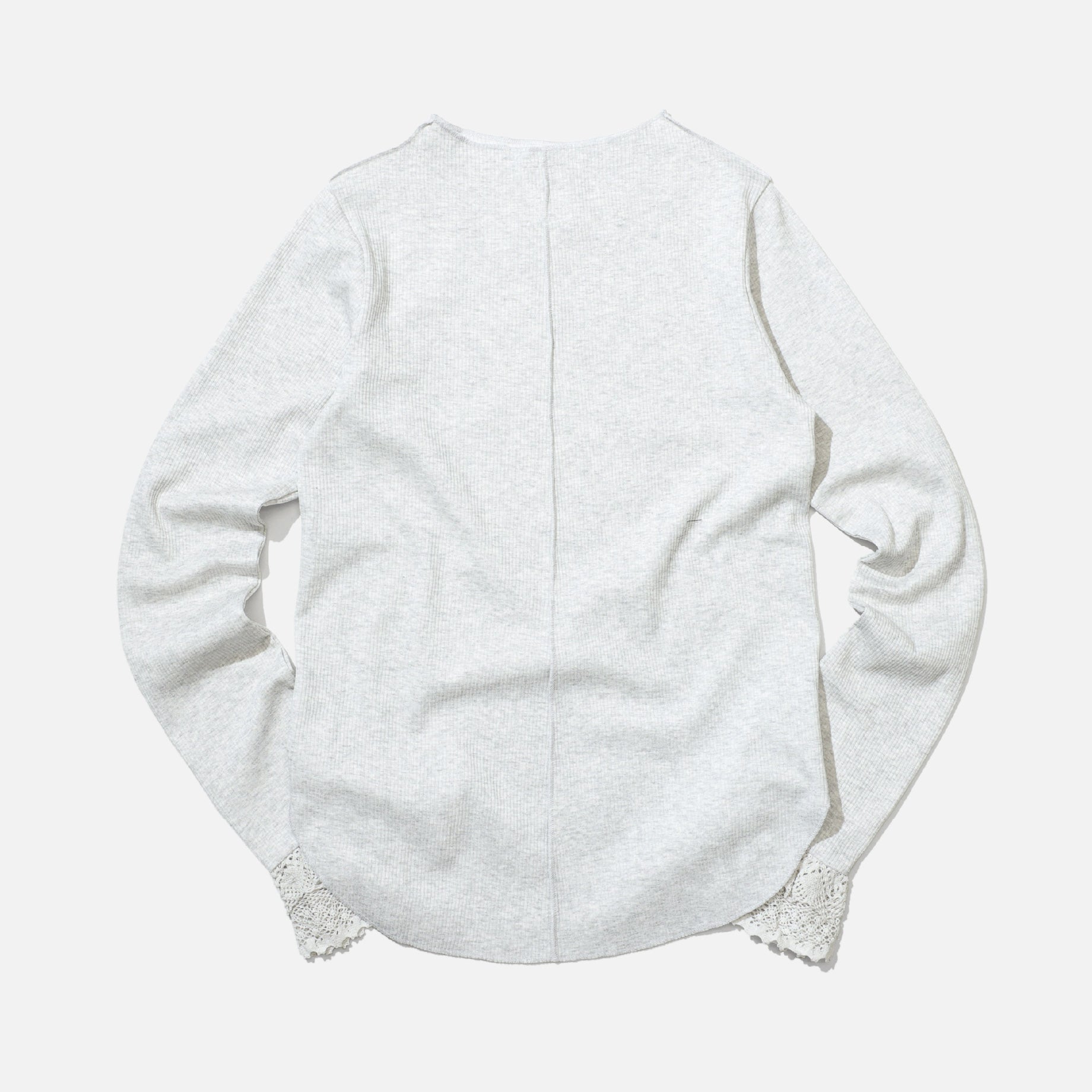 RIBBED LACE CUFF PULLOVER TEE （GREY）