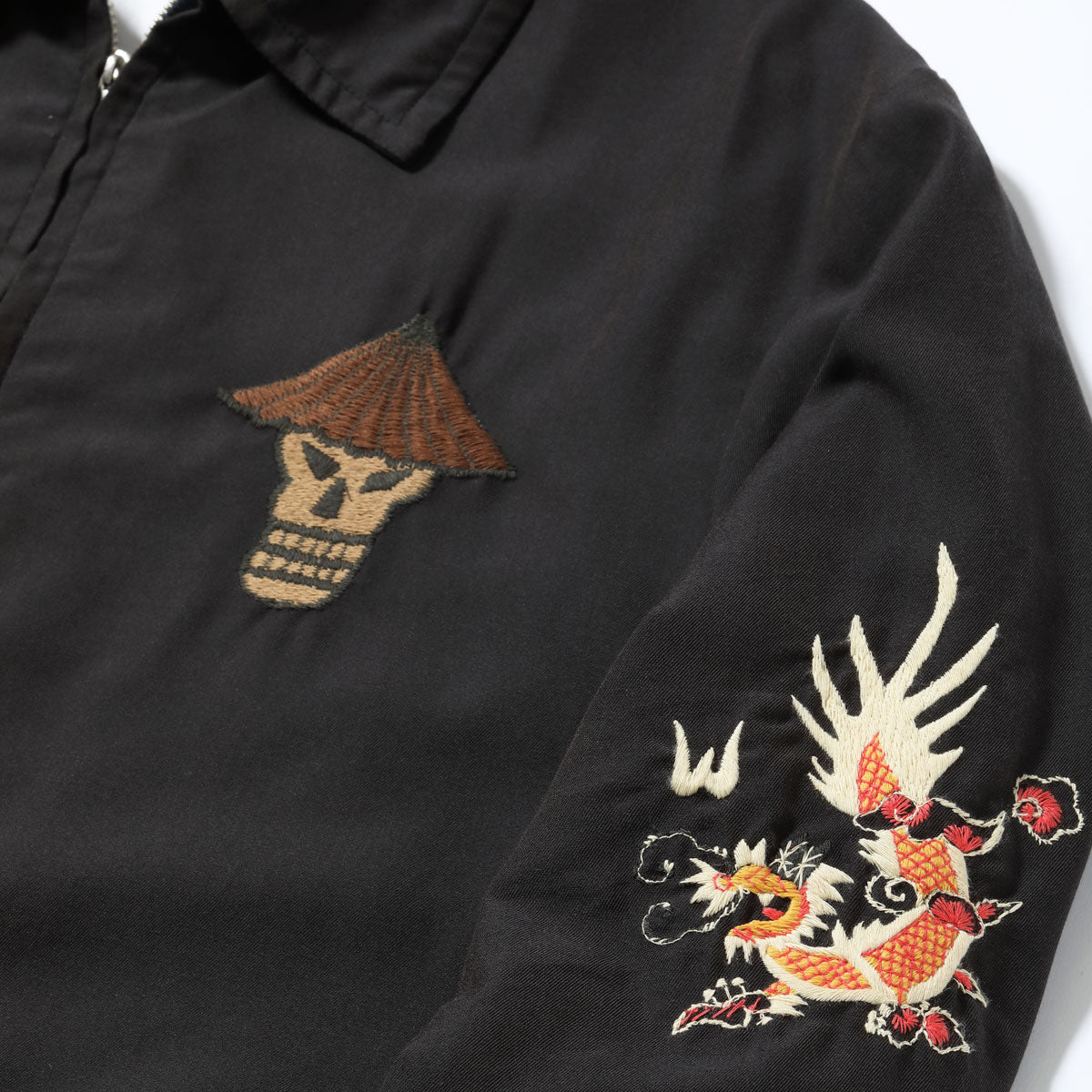 Late 1960s Style Cotton Rayon Vietnam Jacket “SKULL” AGING MODEL　（BLACK）