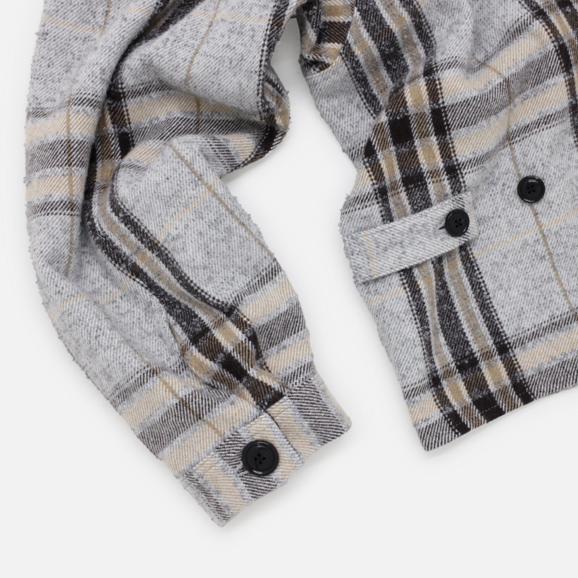 WOOL ALPACA CHECK - COVERALL JACKET（GRAY）