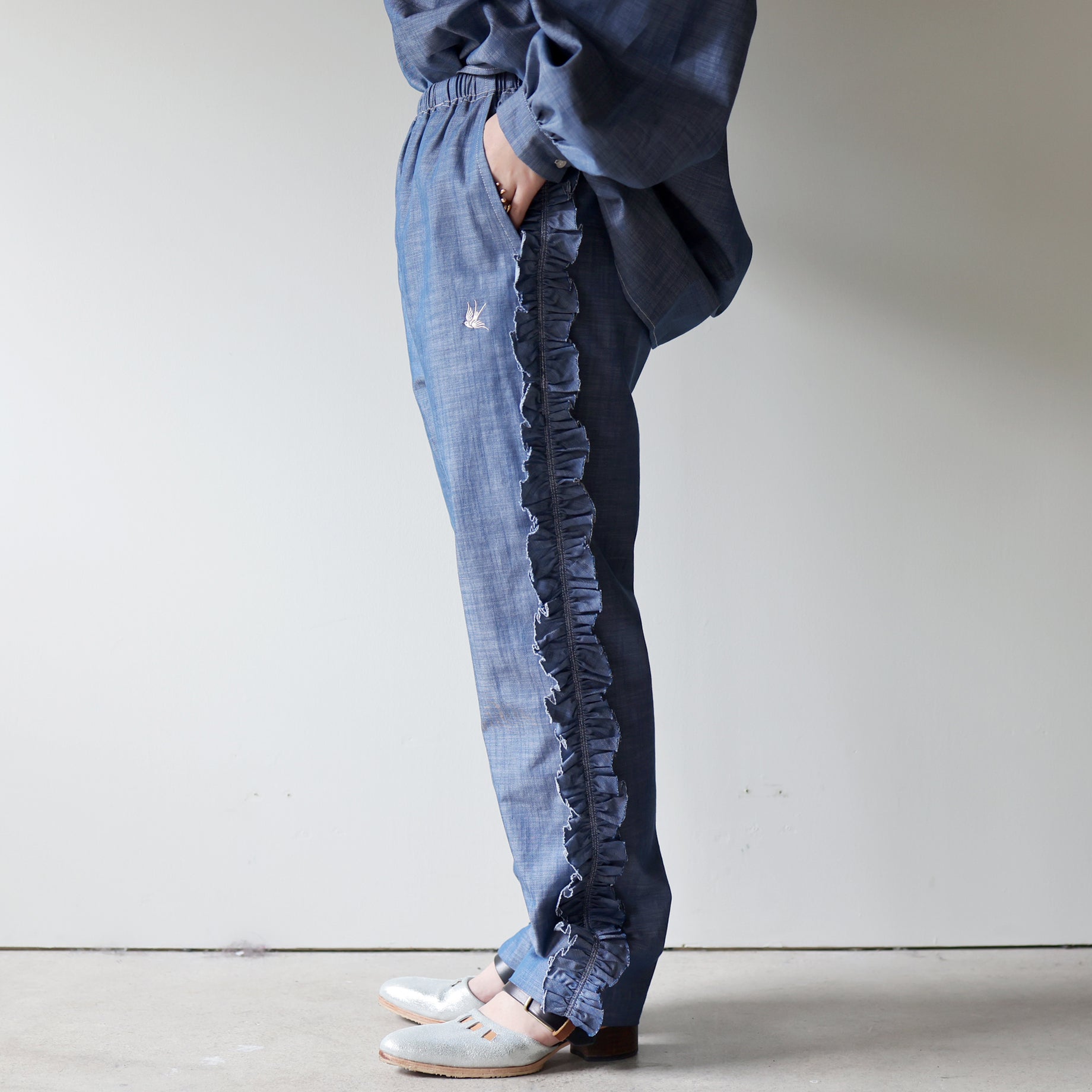 FRILL SIDE PT - CHAMBRAY（BLUE）