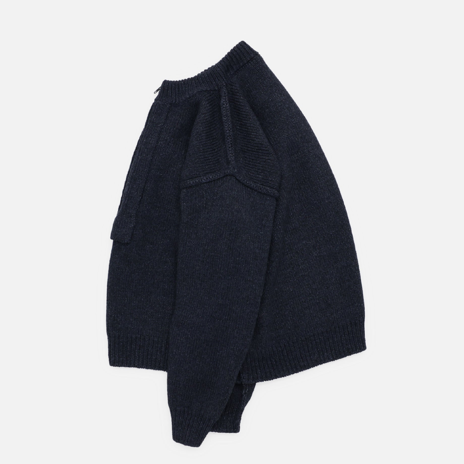 ZIP UP PULLOVER KNIT（CHARCOAL BLACK）