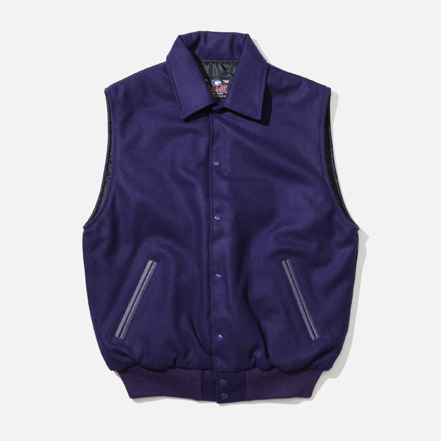 GAME SPORTS WEAR VARSITY VEST BYLON COLLAR（DK.PURPLE）