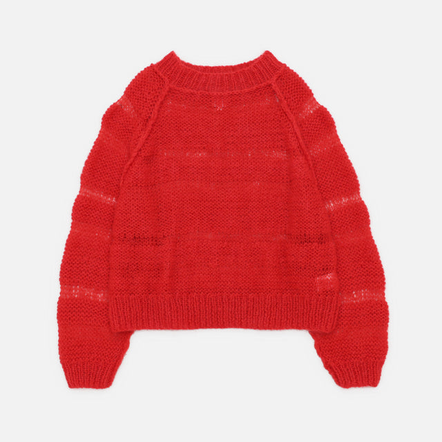 MOHAIR MOCK NECK SWEATER - SOLID（RED）