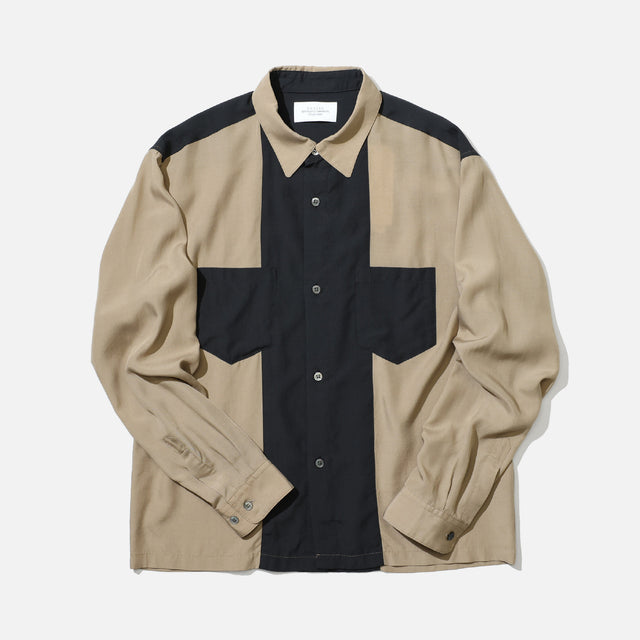 RAYON SHIRT（BEIGE×CHARCOAL）