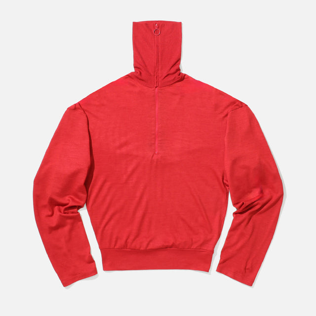 WASHABLE WOOL VOLUME SLEEVE JERSEY（RED）