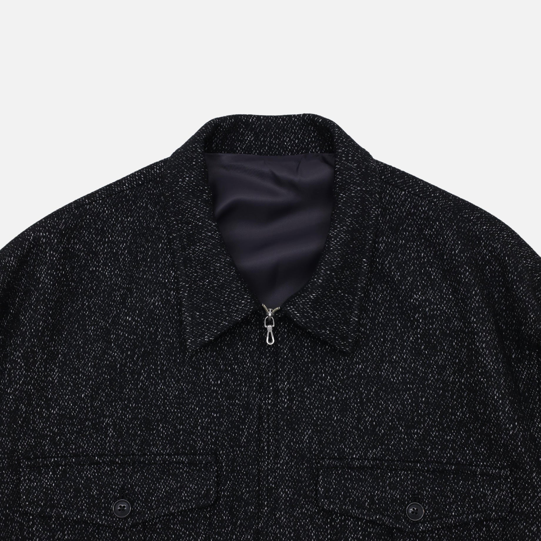 WOOL SILK - ZIP UP BLOUSON（BLACK）