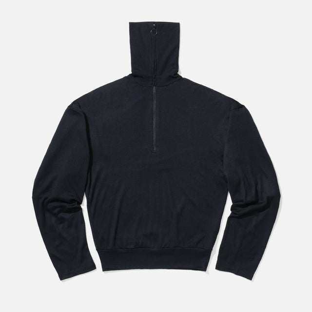 WASHABLE WOOL VOLUME SLEEVE JERSEY（BLACK）