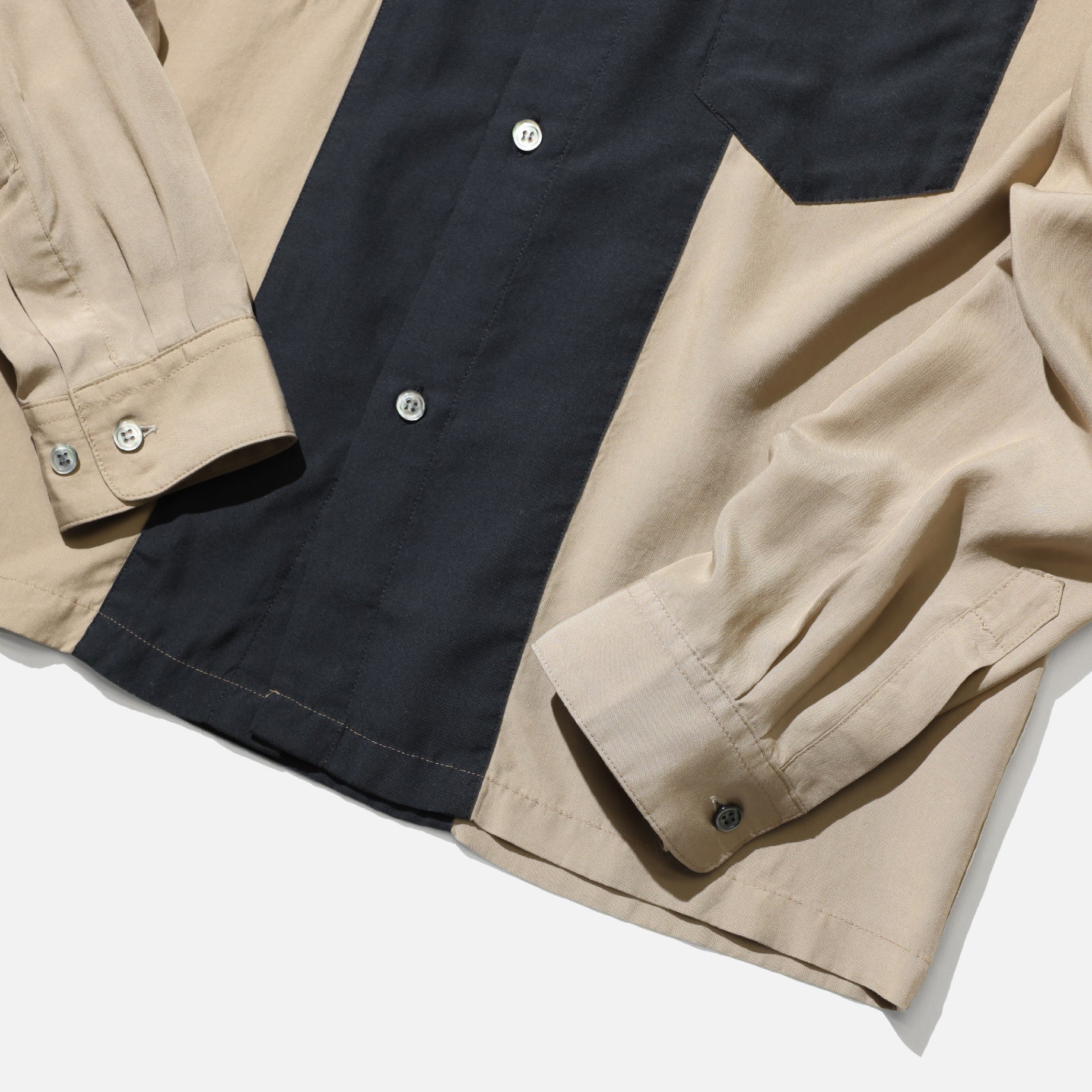 RAYON SHIRT（BEIGE×CHARCOAL）