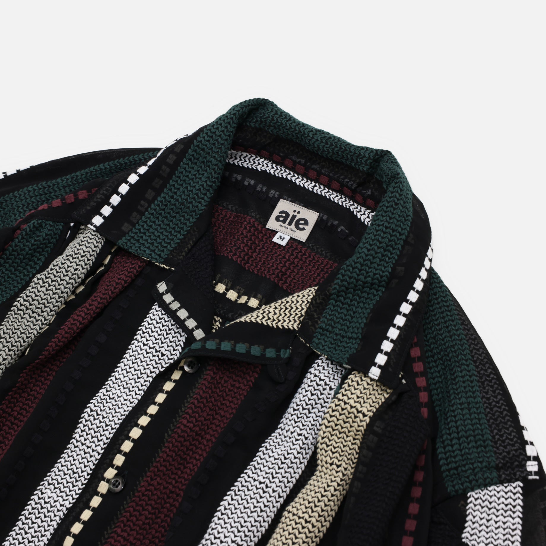 PAINTER SHIRT - POLY CHIFFON / EMB. STRIPE（BLACK / MULTI）