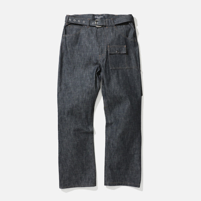 ASYMMETRY DESIGN WIDE BOOT CUT PANTS（BLACK DENIM）