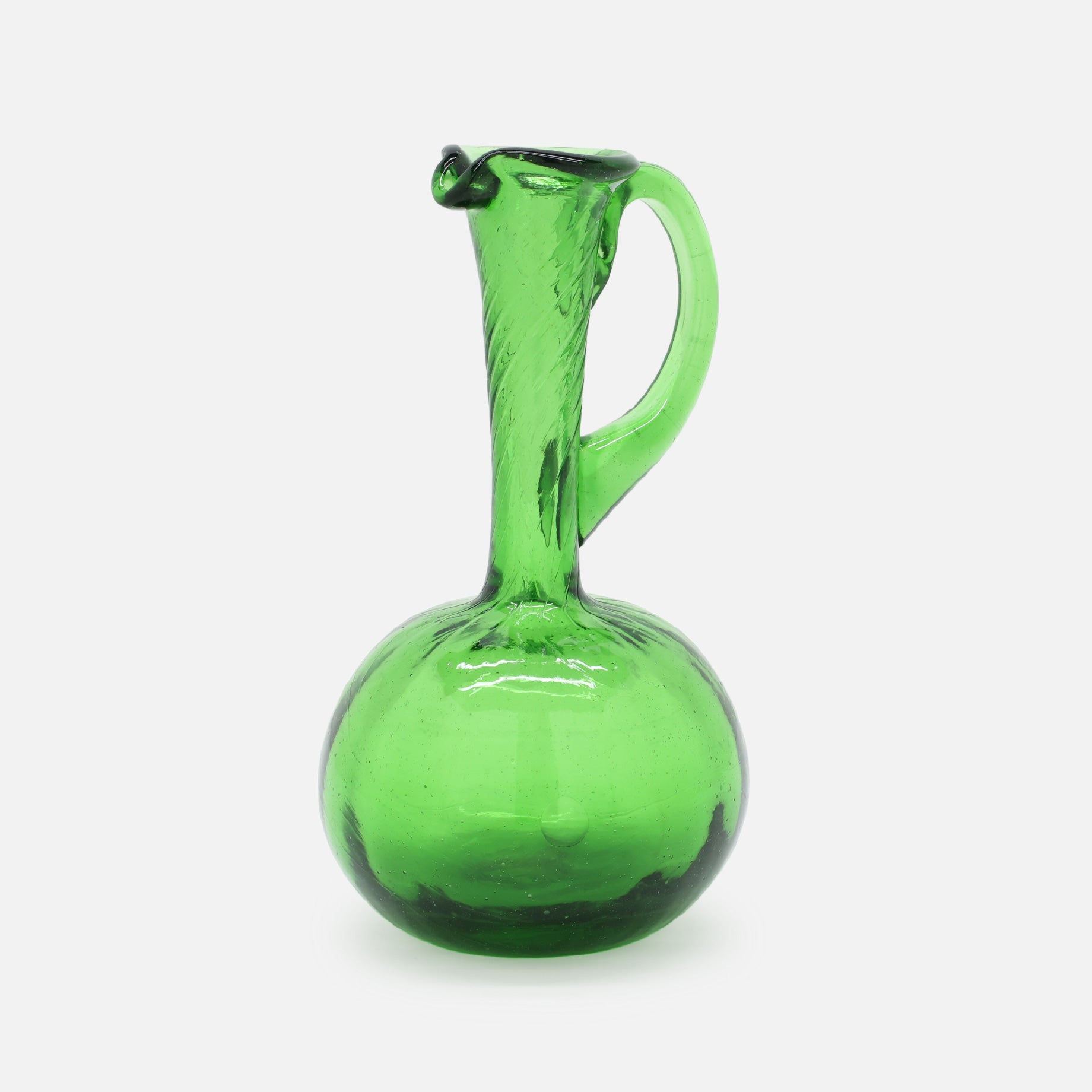 VINTAGE FOLK ART GLASS PITCHER  SMALL（GREEN）