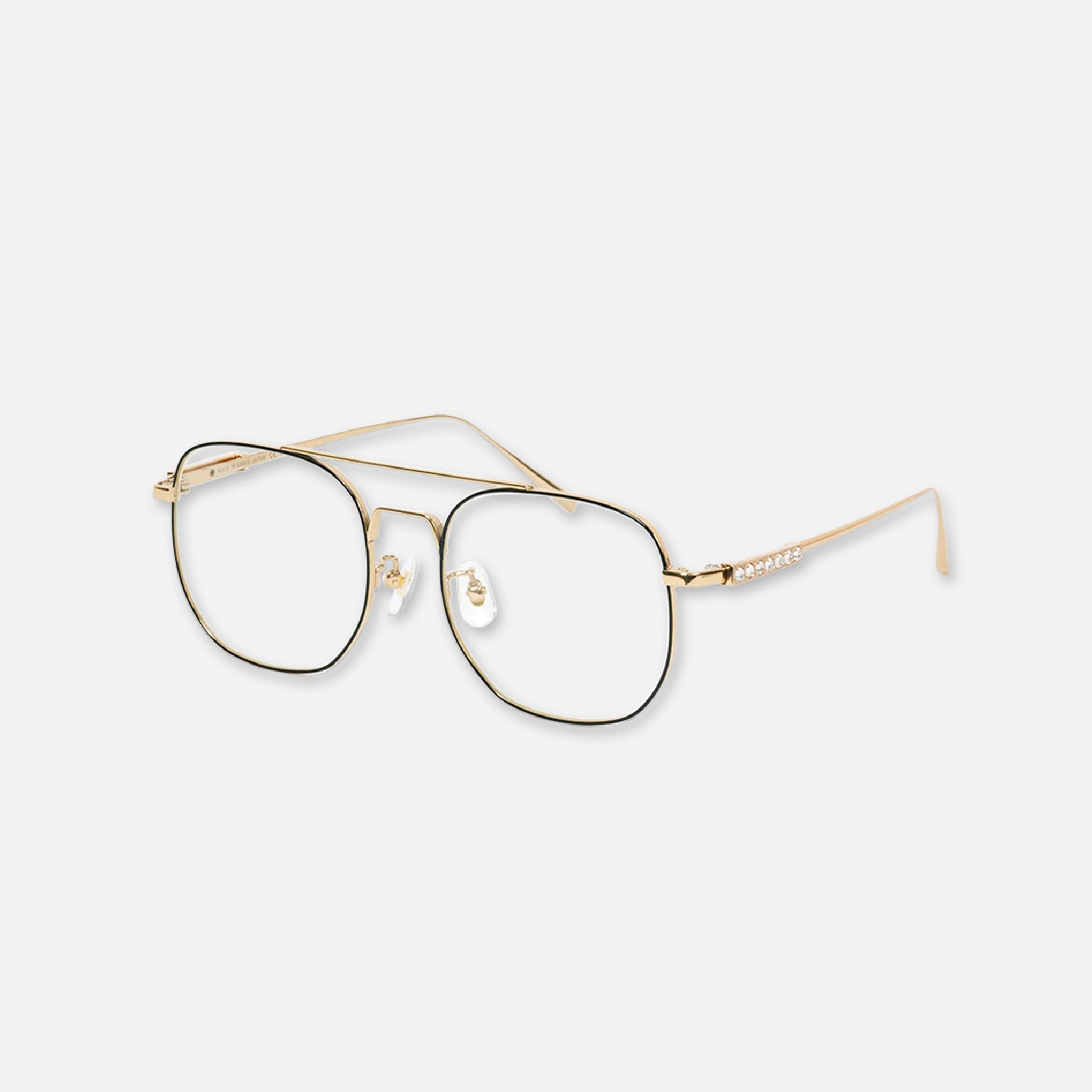 AVIATOR GLASSES WITH RHINESTONES & LOGO （GOLD）