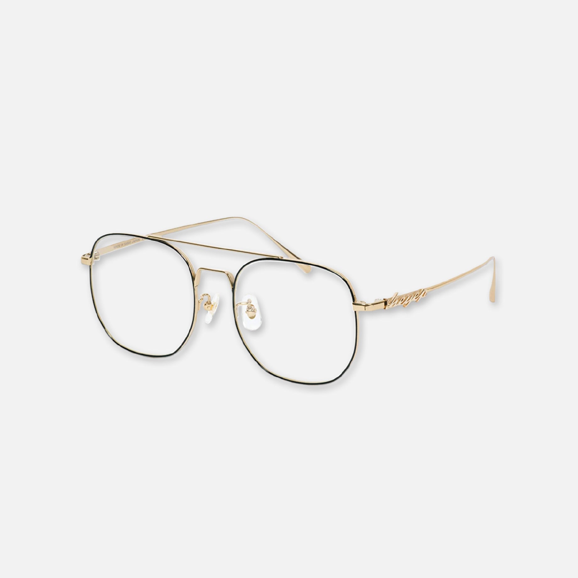 AVIATOR GLASSES WITH RHINESTONES & LOGO （GOLD）