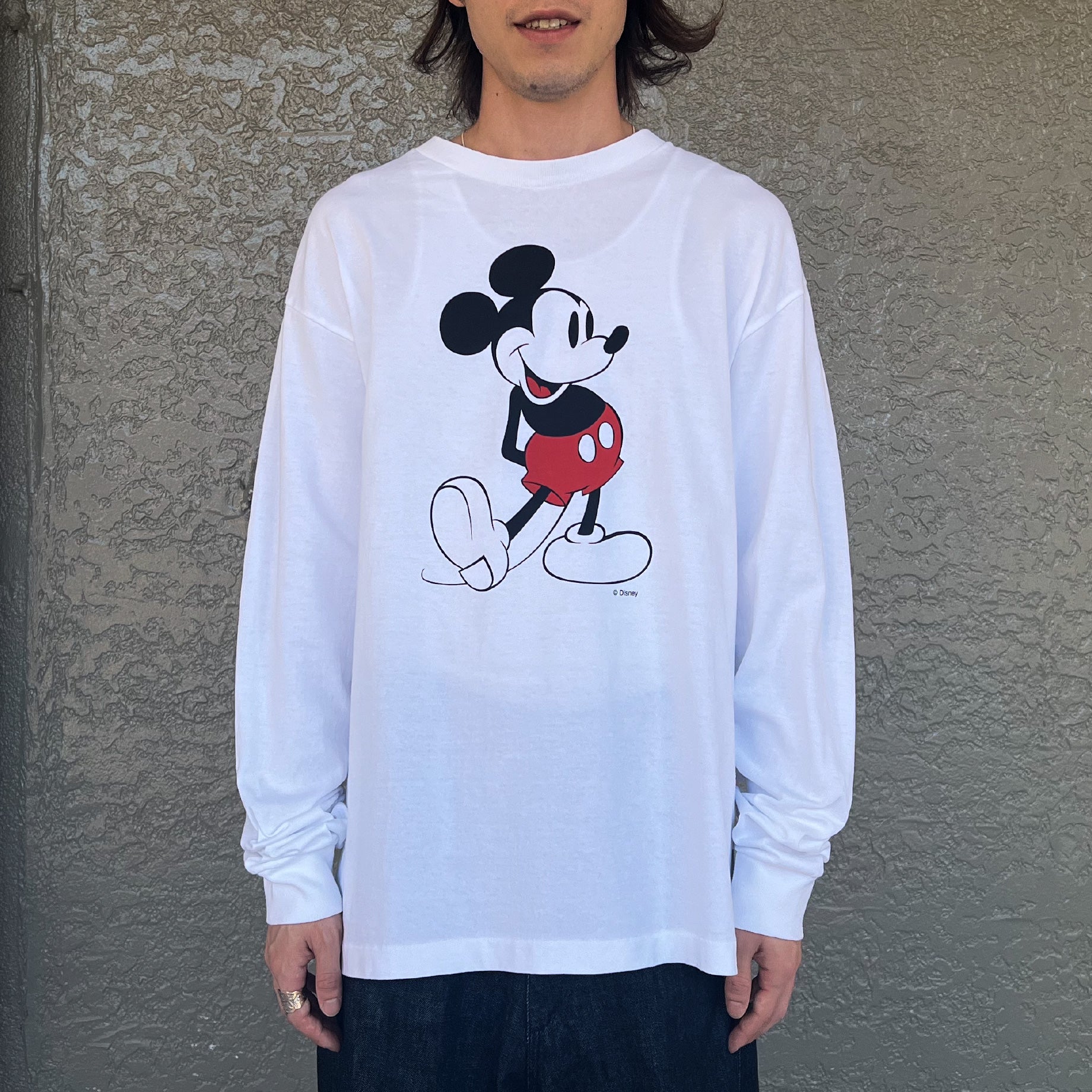 MICKEY PRINT LONG SLEEVE TEE（WHITE）