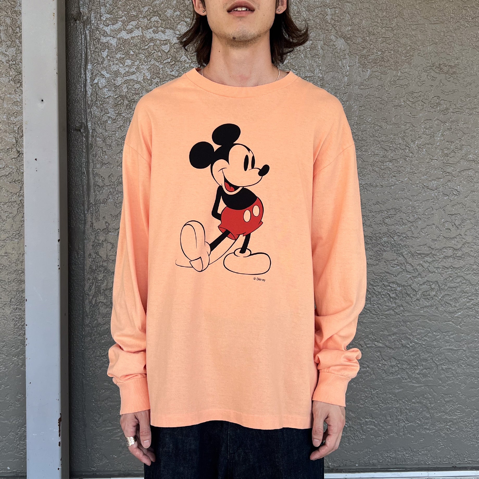 MICKEY PRINT LONG SLEEVE TEE（PALE ORANGE）